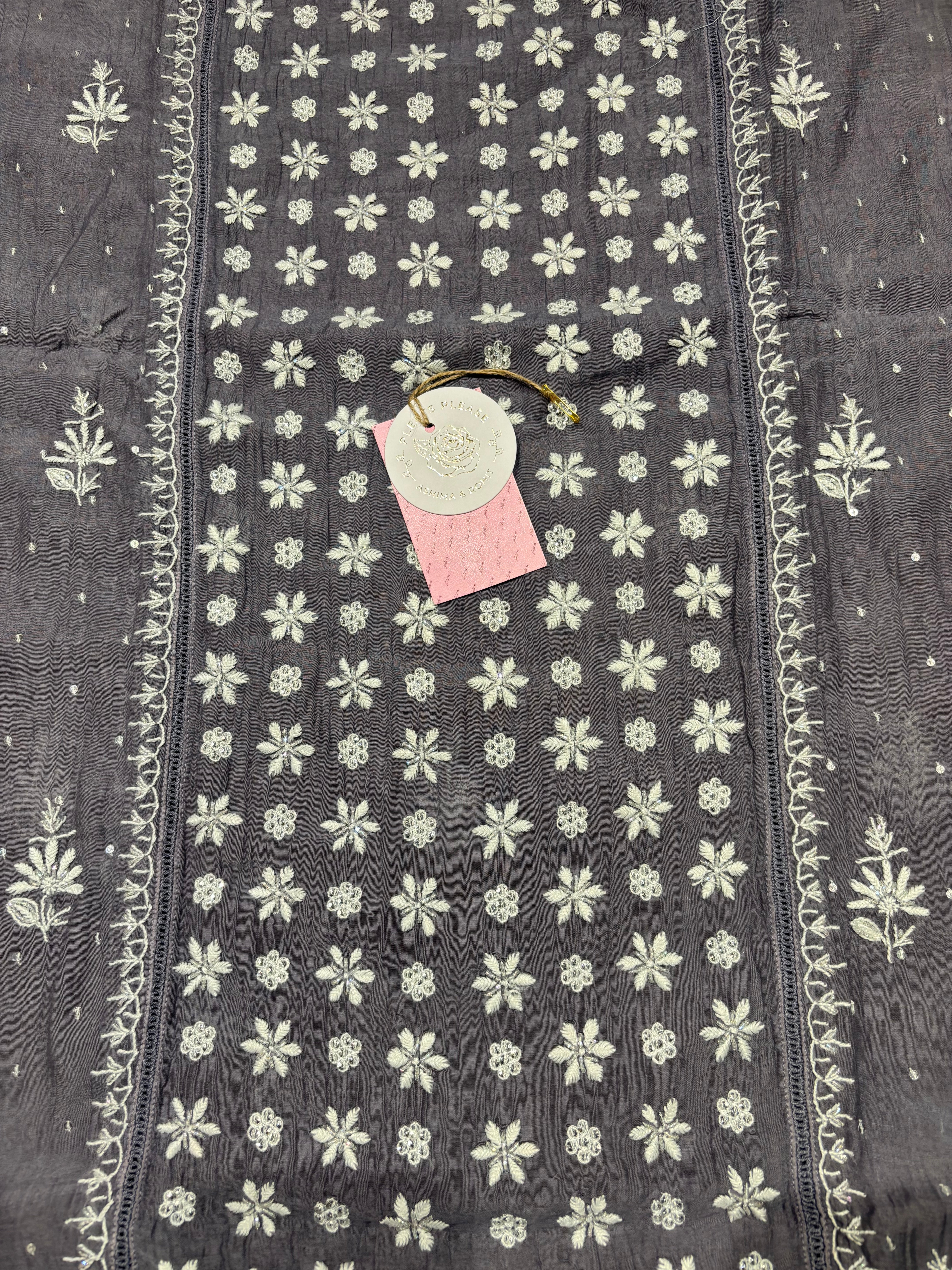 Midnight Purple Chanderi Mul Chikankari Kurta & Dupatta Set