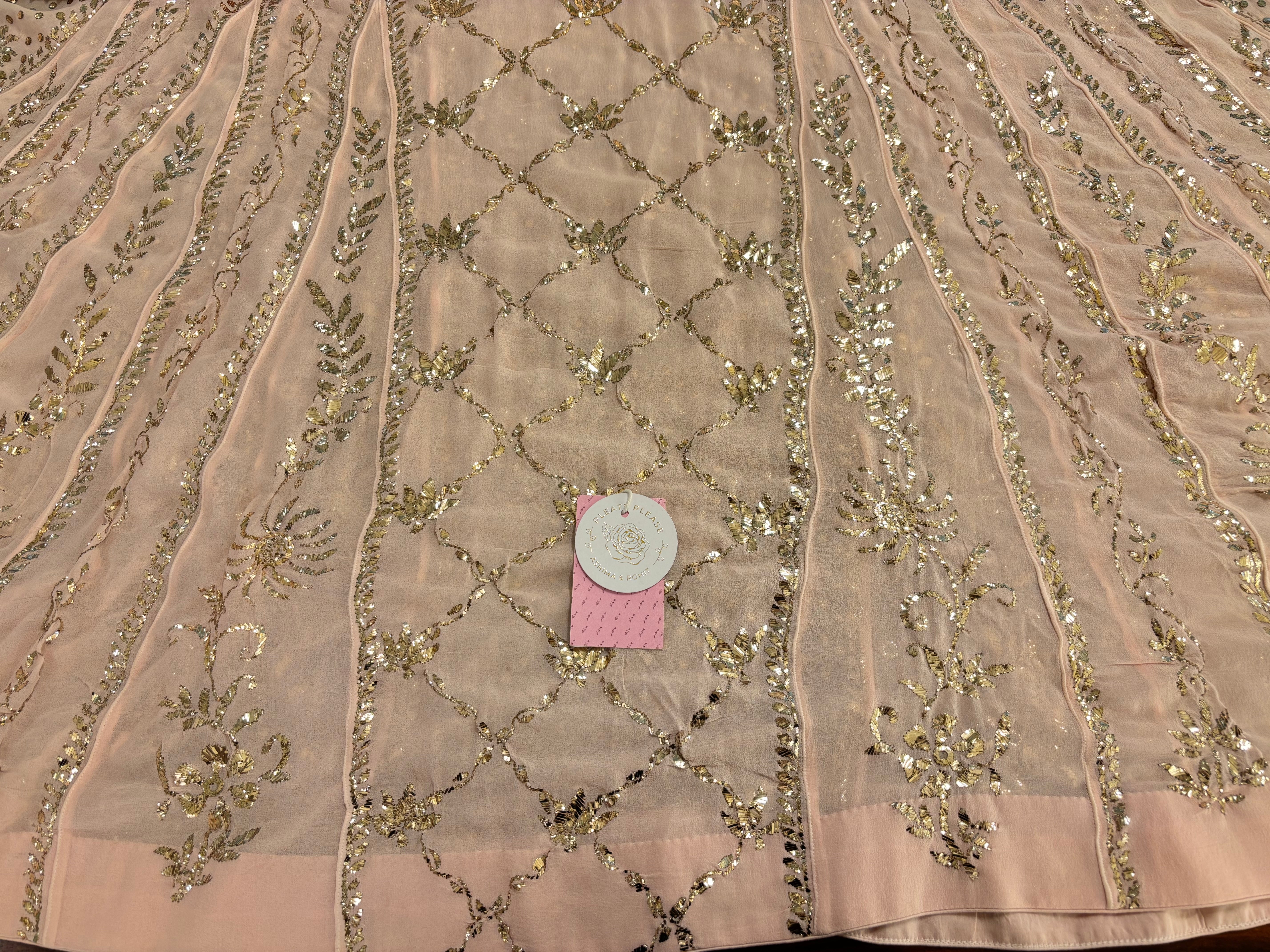 Baby Pink Pure & Premium Georgette Mukaish Jhola & Dupatta