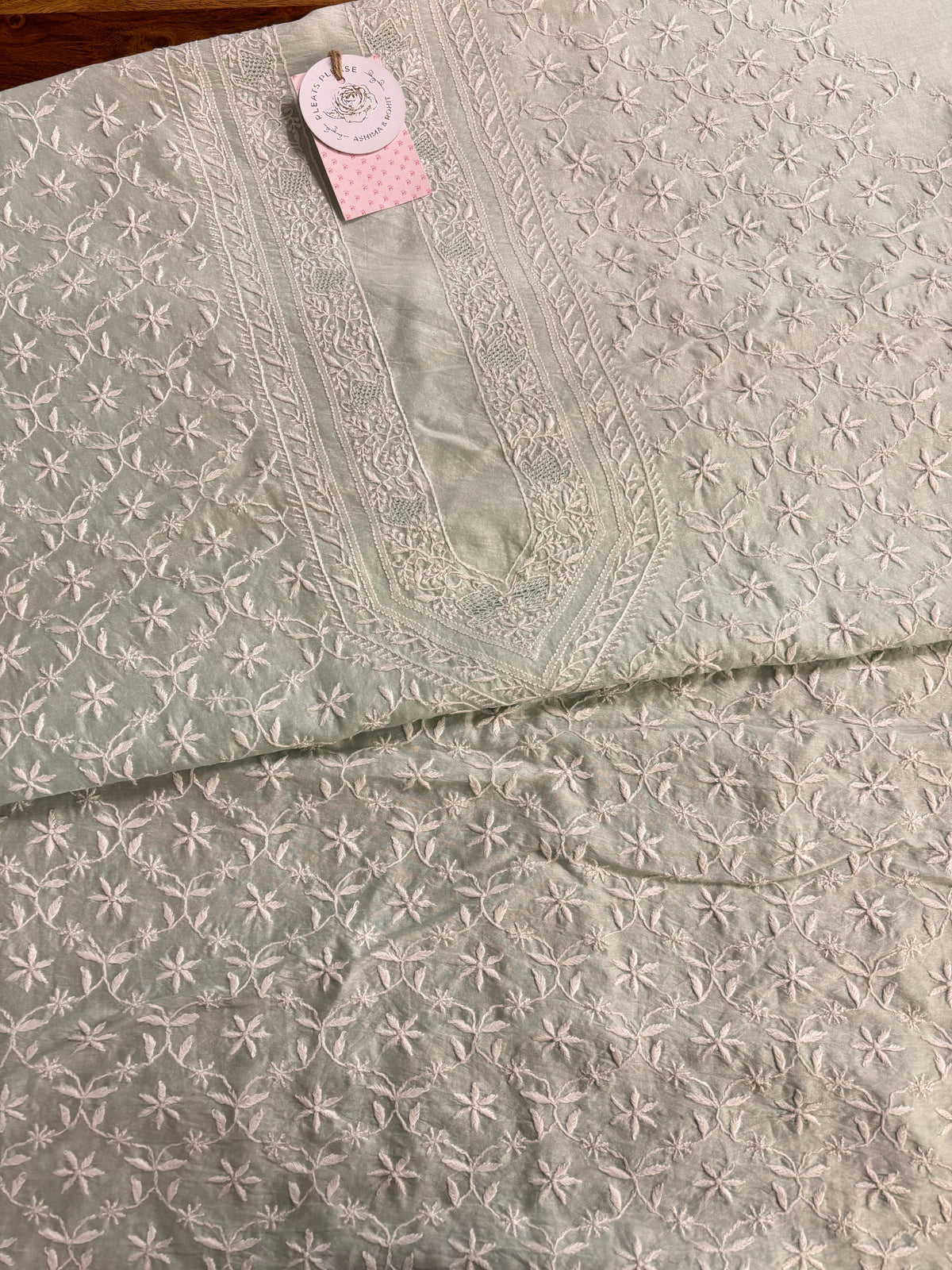 Seafoam Mint Chanderi Silk Chikankari Men’s Kurta