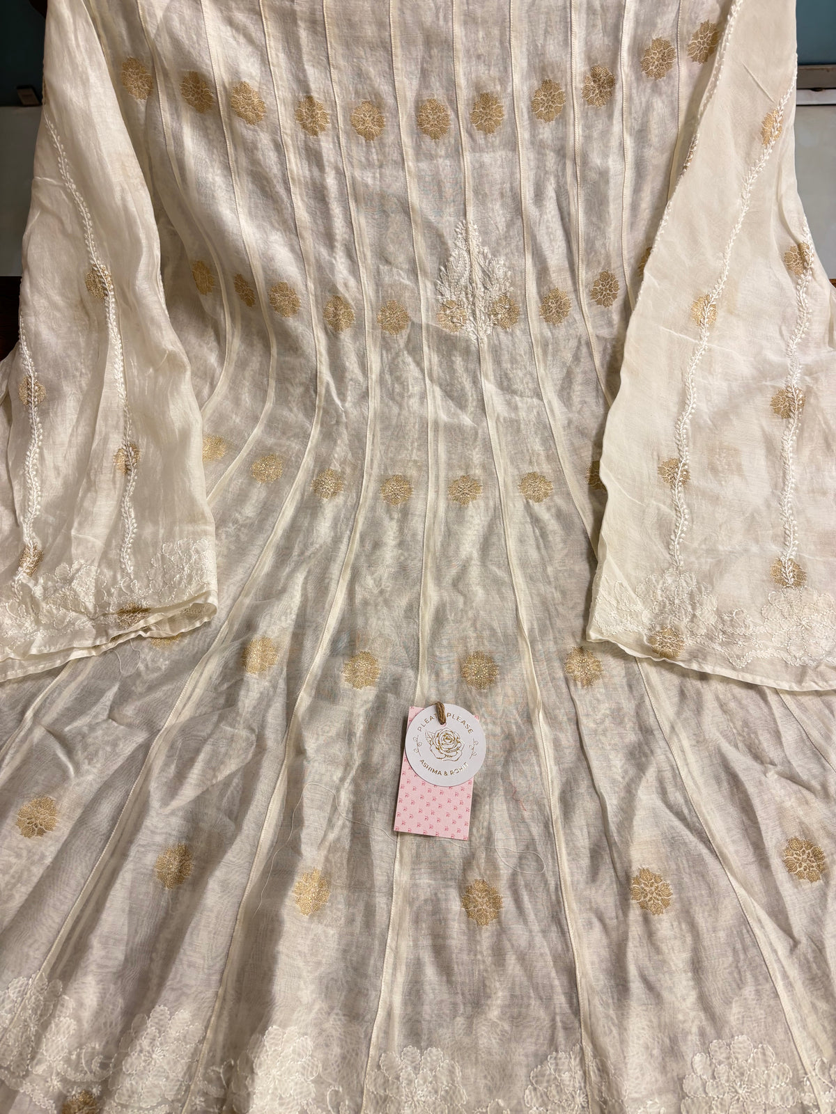 Dyeable Chanderi Silk Chikankari Flared Co-Ord Set