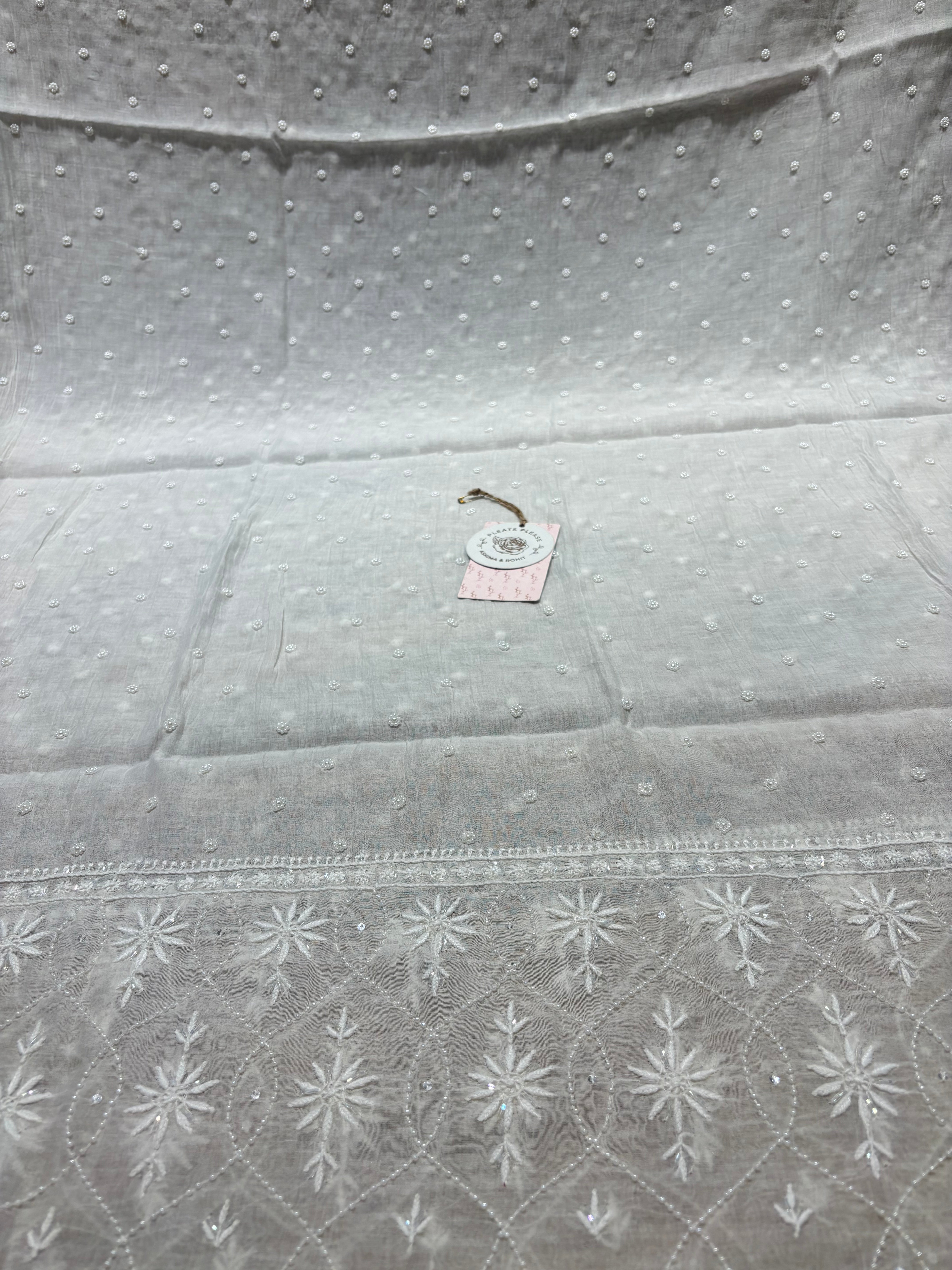 Dyeable Chanderi Mul Chikankari Anarkali & Dupatta Set