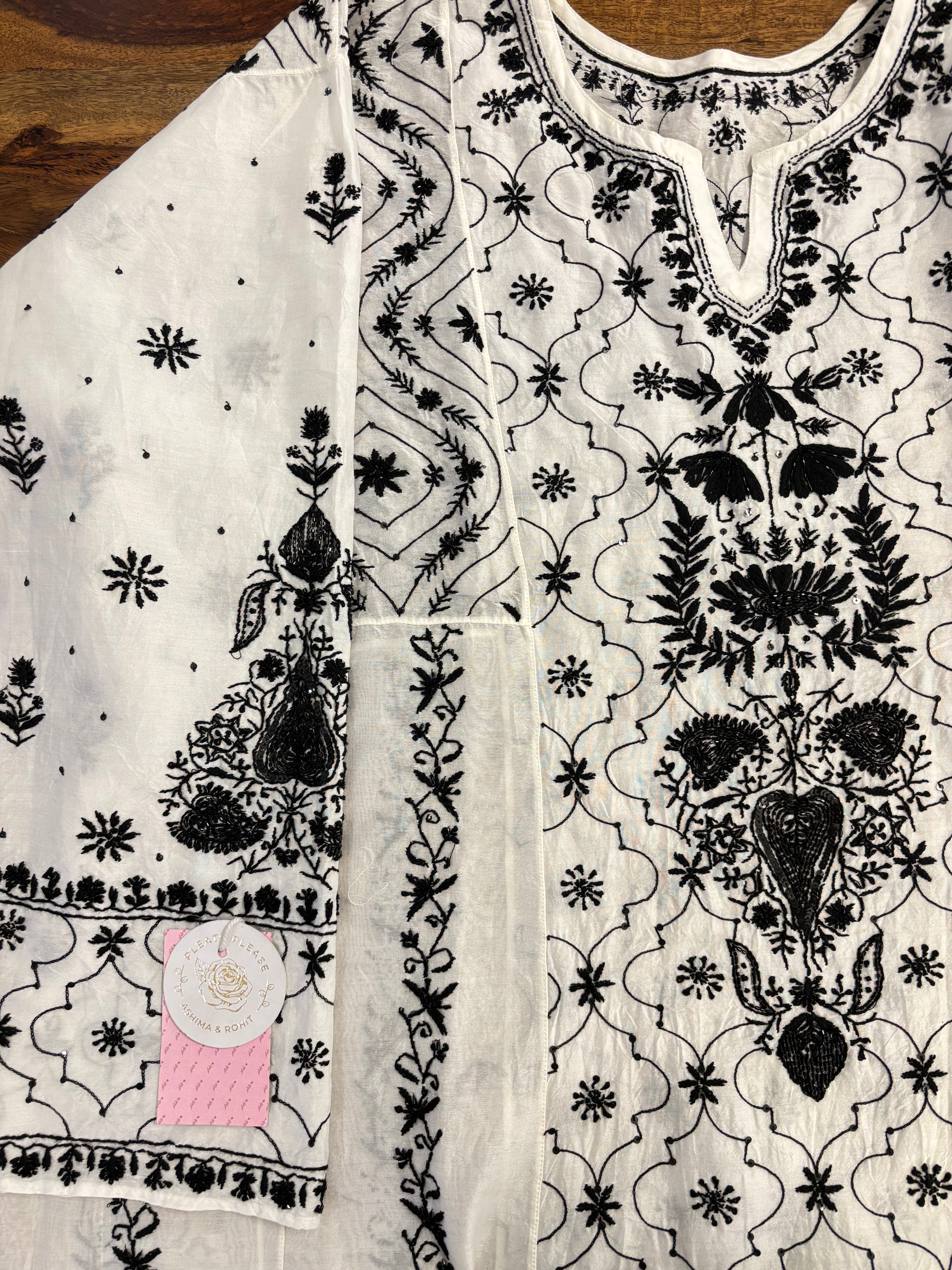 Dyeable Chanderi Chikankari Anarkali & Dupatta Set
