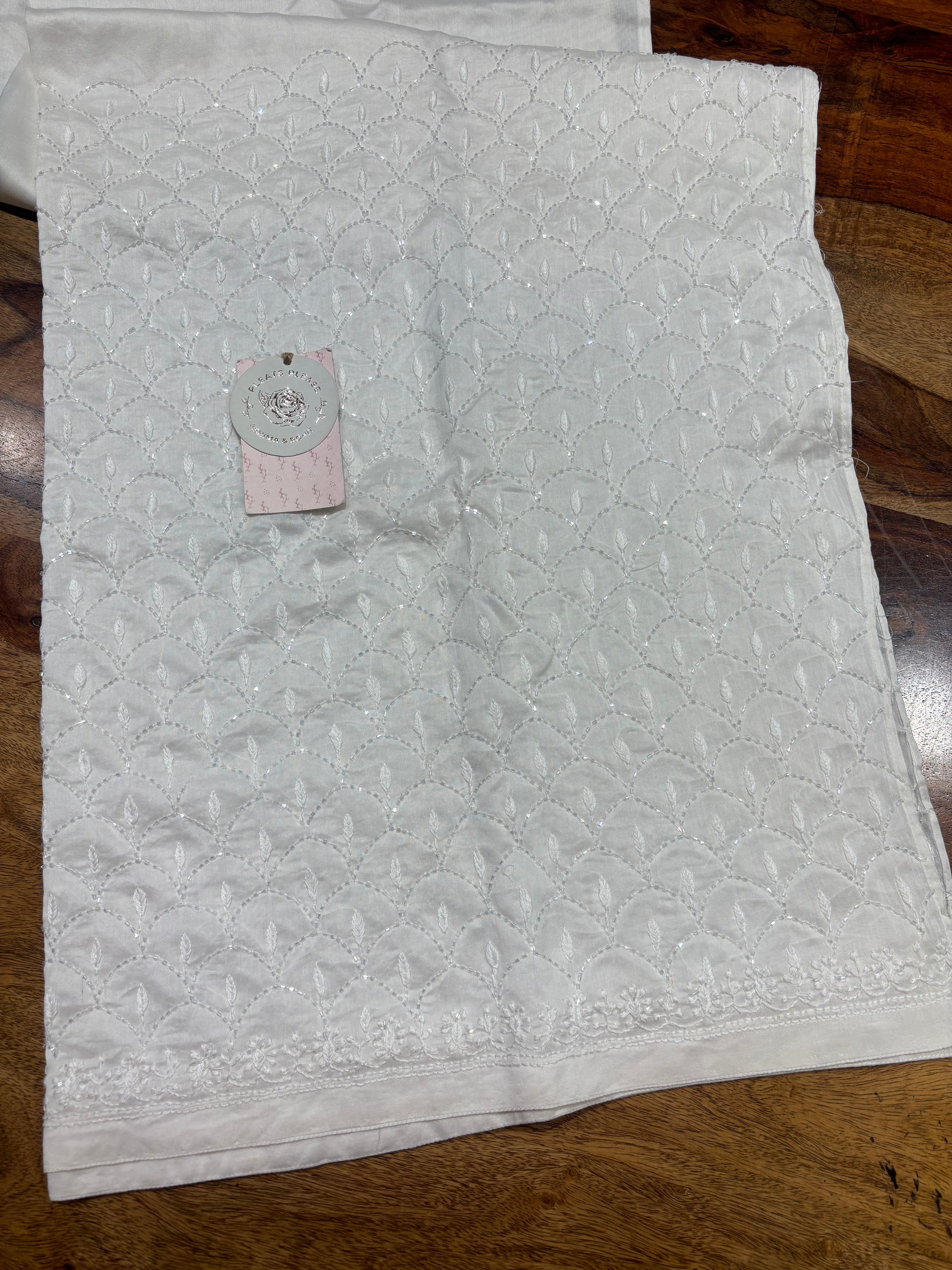 Dyeable Chanderi Silk Chikankari Bottom