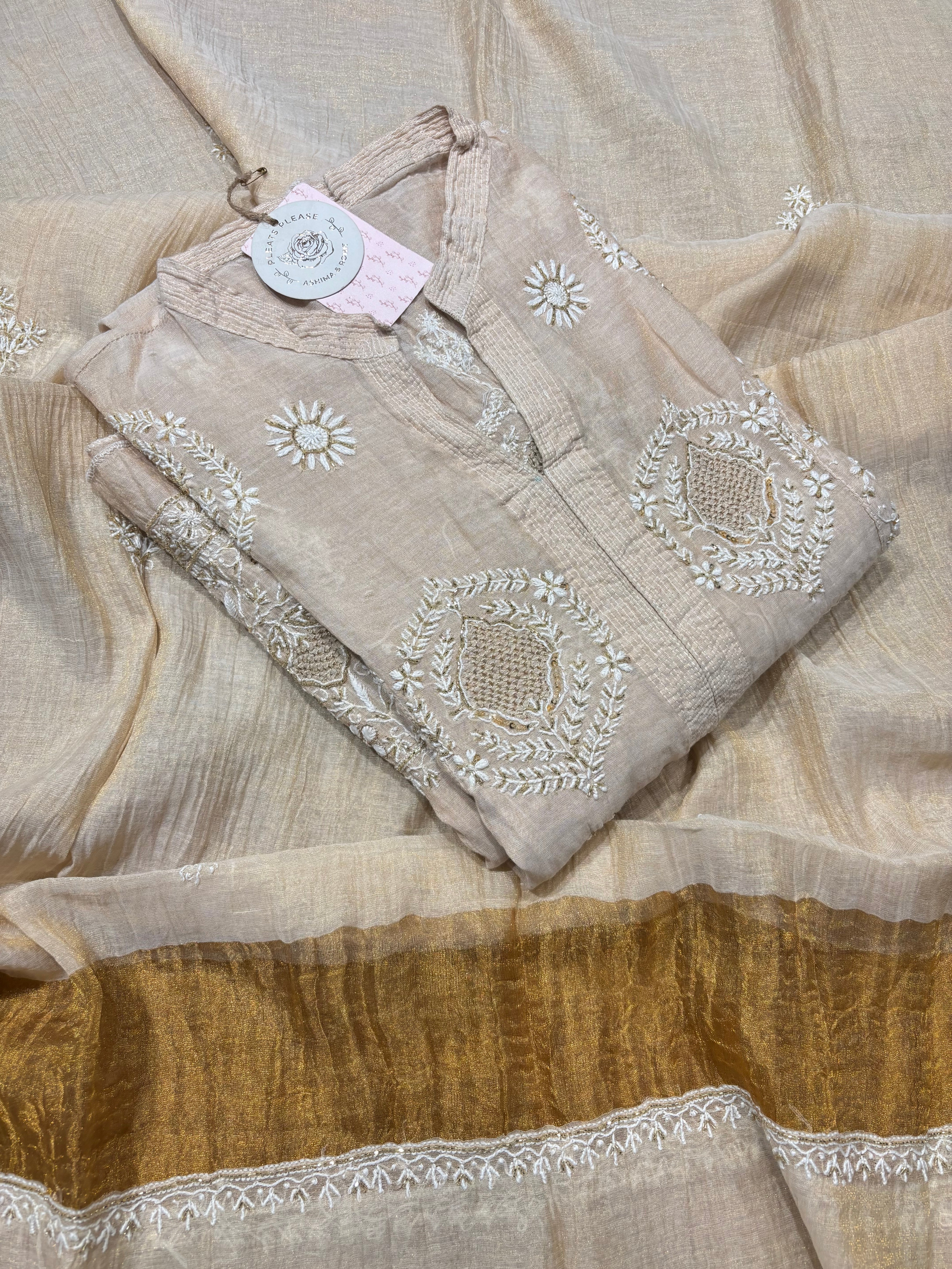 Dyeable Pure & Premium Tissue Chikankari Anarkali & Dupatta Set