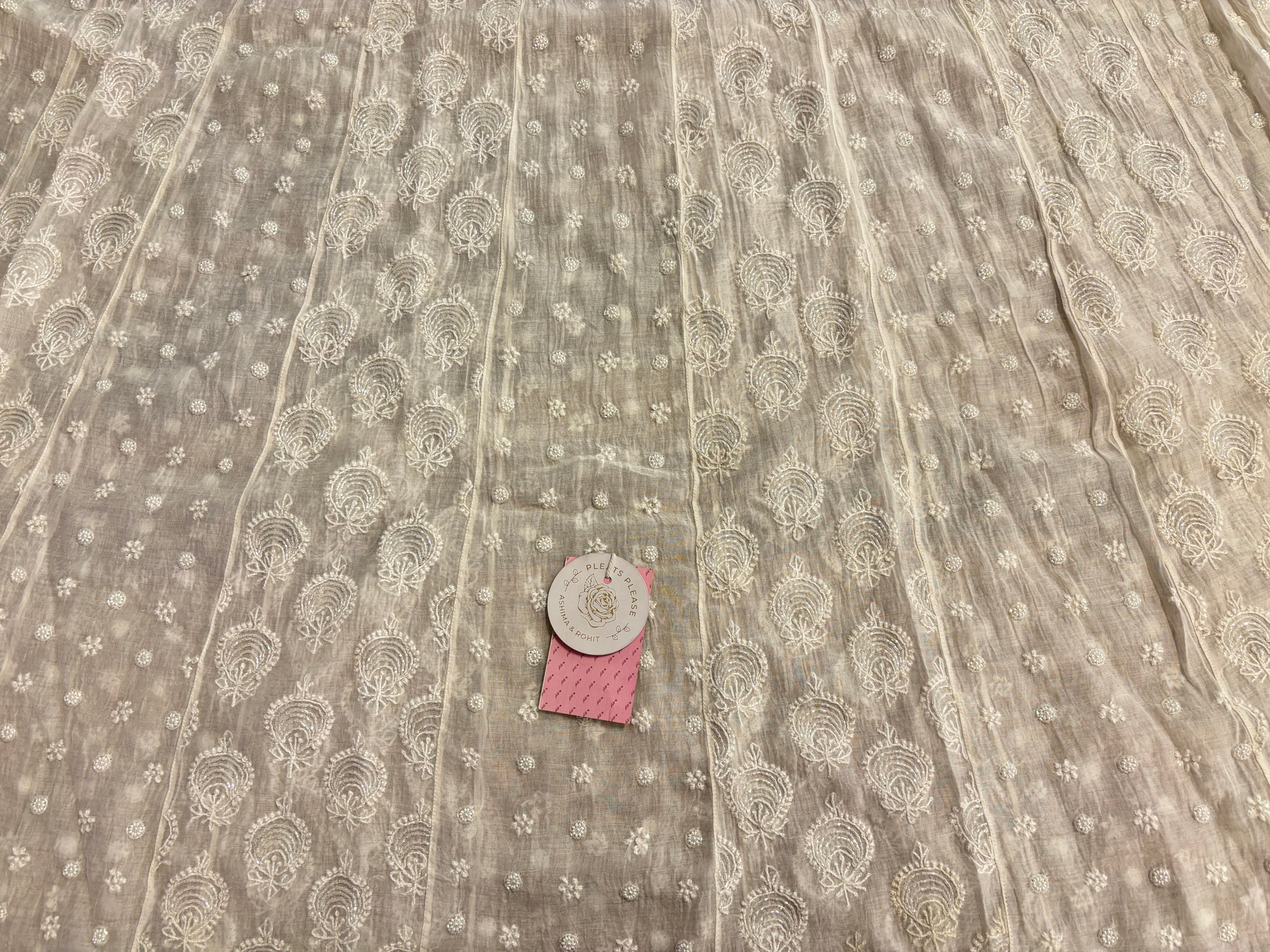 Dyeable Chanderi Mirror Chikankari Anarkali & Dupatta Set - Pleats PleaseChikankari