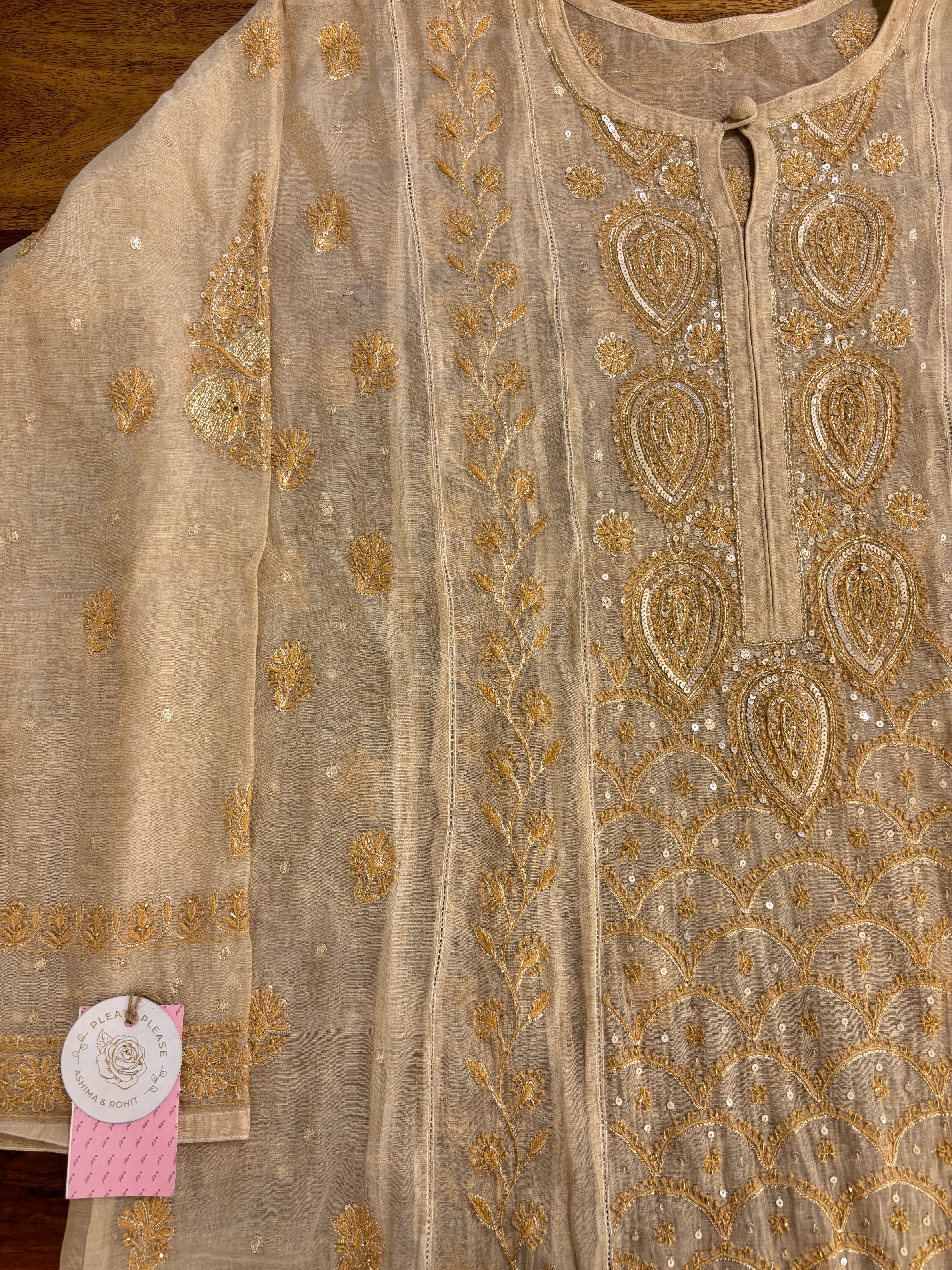 Dyeable Pure & Premium Tissue Chikankari Kurta & Dupatta