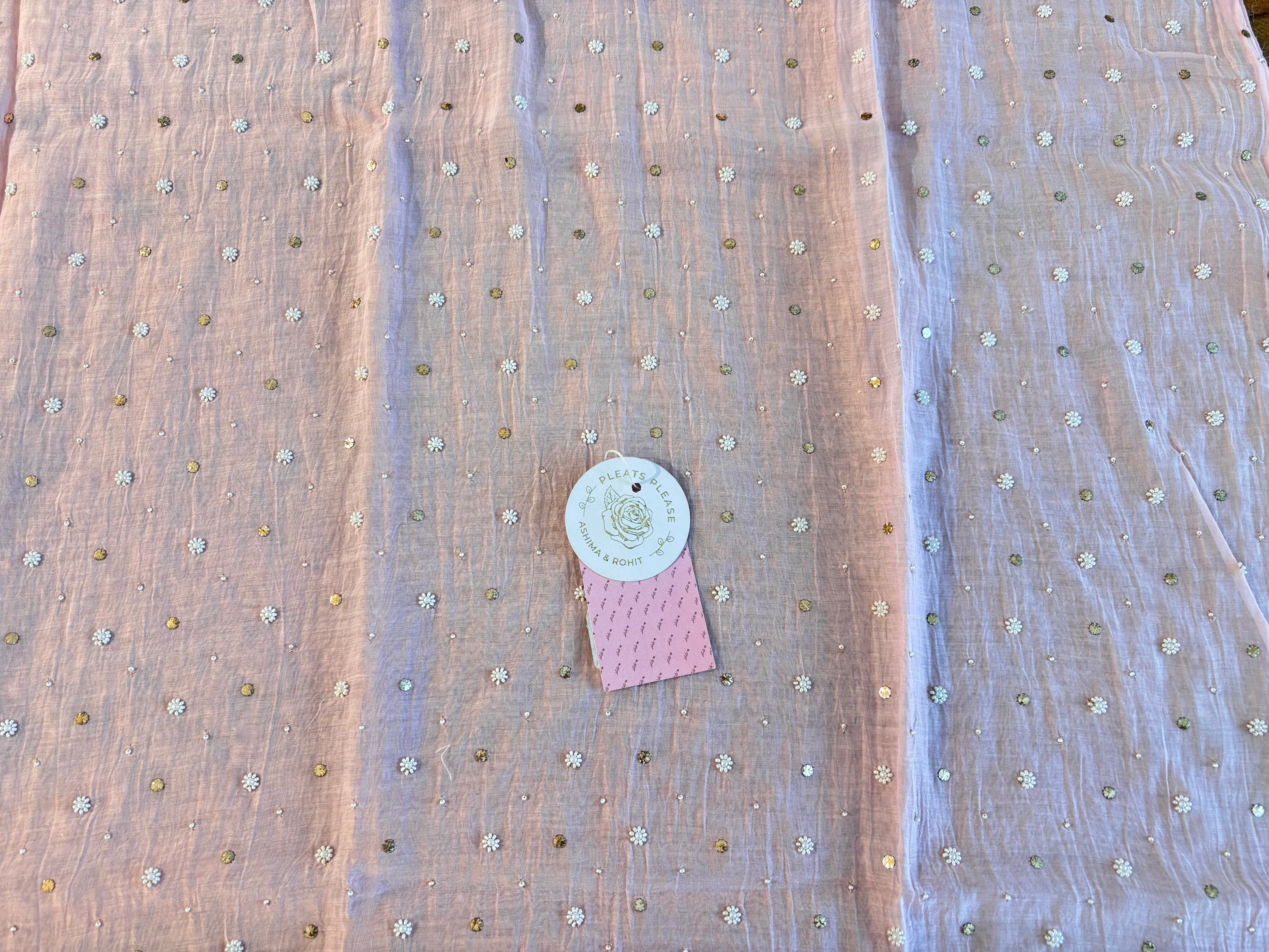 Baby Pink Chanderi Mul Mukaish Kurta & Dupatta