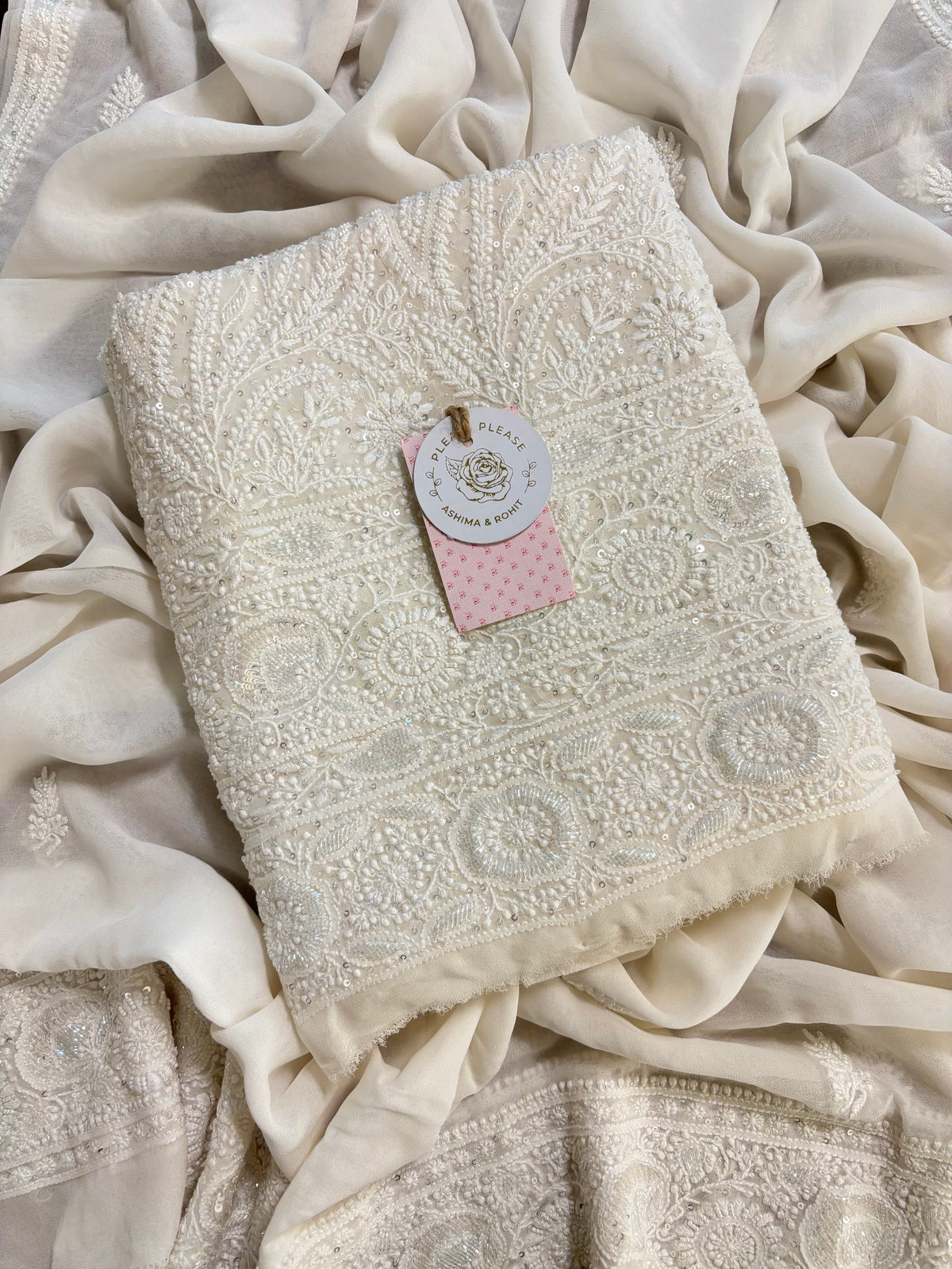 Dyeable Pure Georgette Chikankari Kurta & Dupatta
