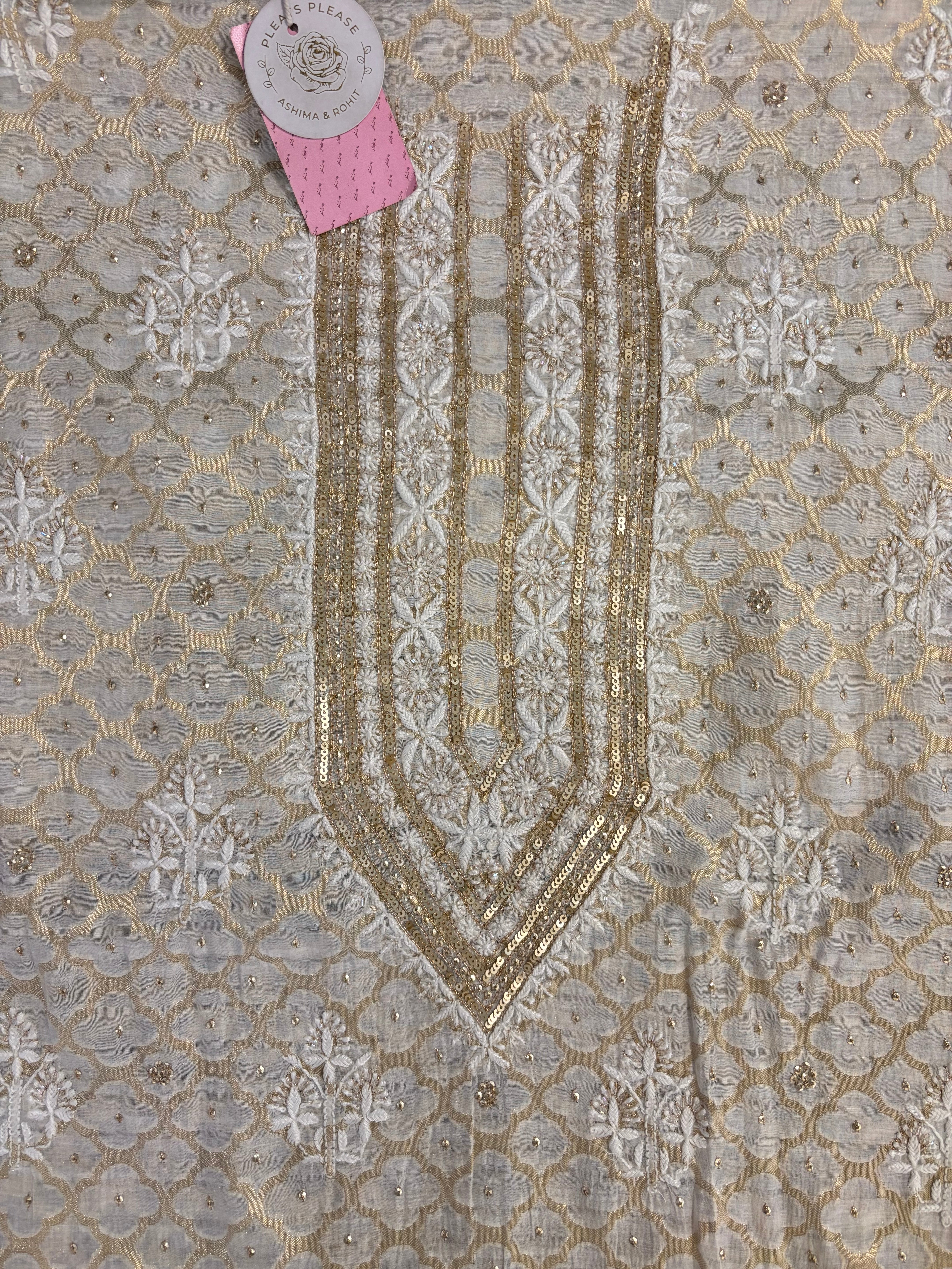 Dyeable Pure Chanderi Silk Men’s Chikankari Kurta