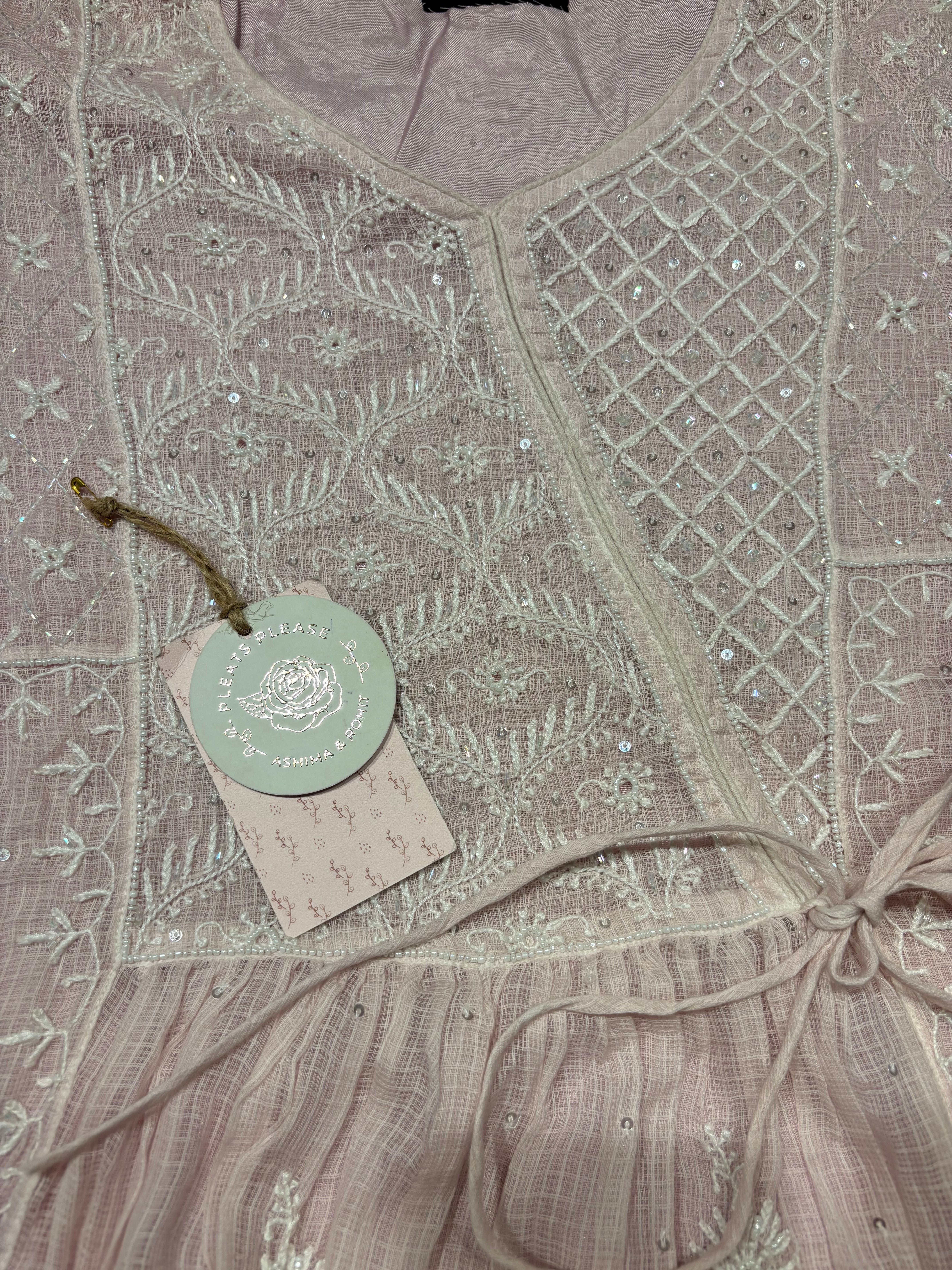 Onion Pink Kota Doria Chikankari Tunic