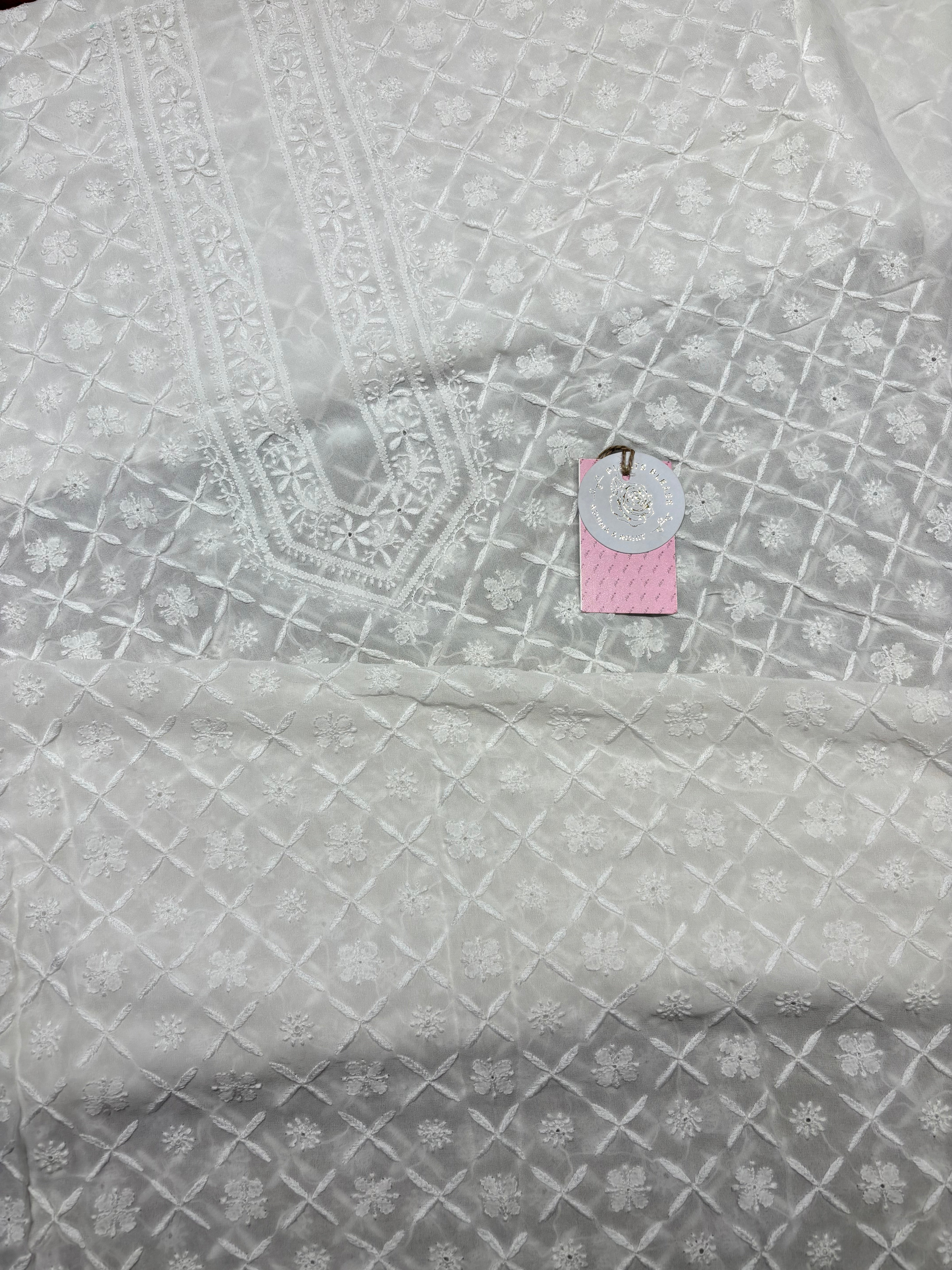 Dyeable Pure and Premium Georgette Chikankari Men’s Kurta Fabric