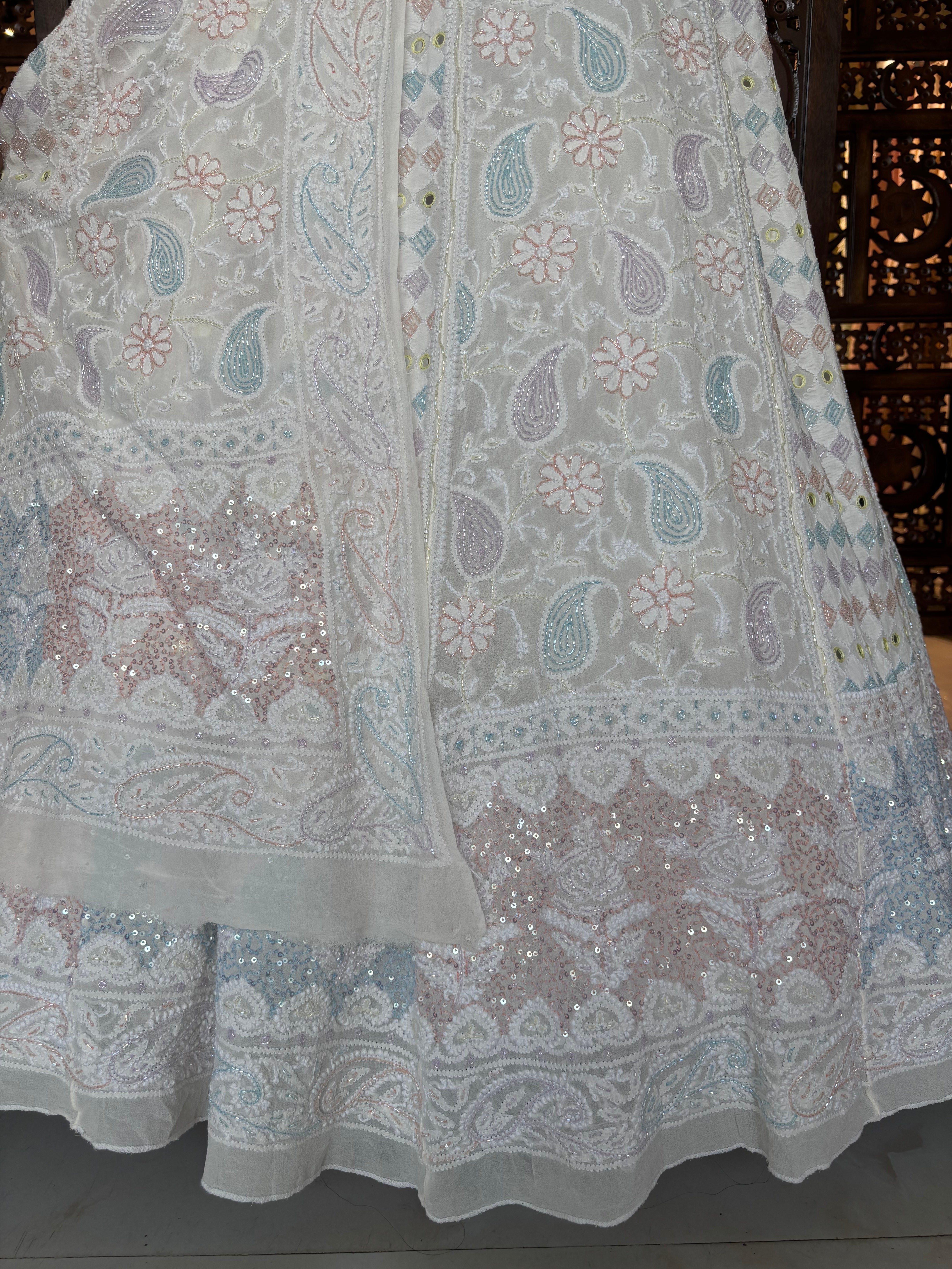 Dyeable Pure & Premium Georgette Chikankari Lehenga & Dupatta Set