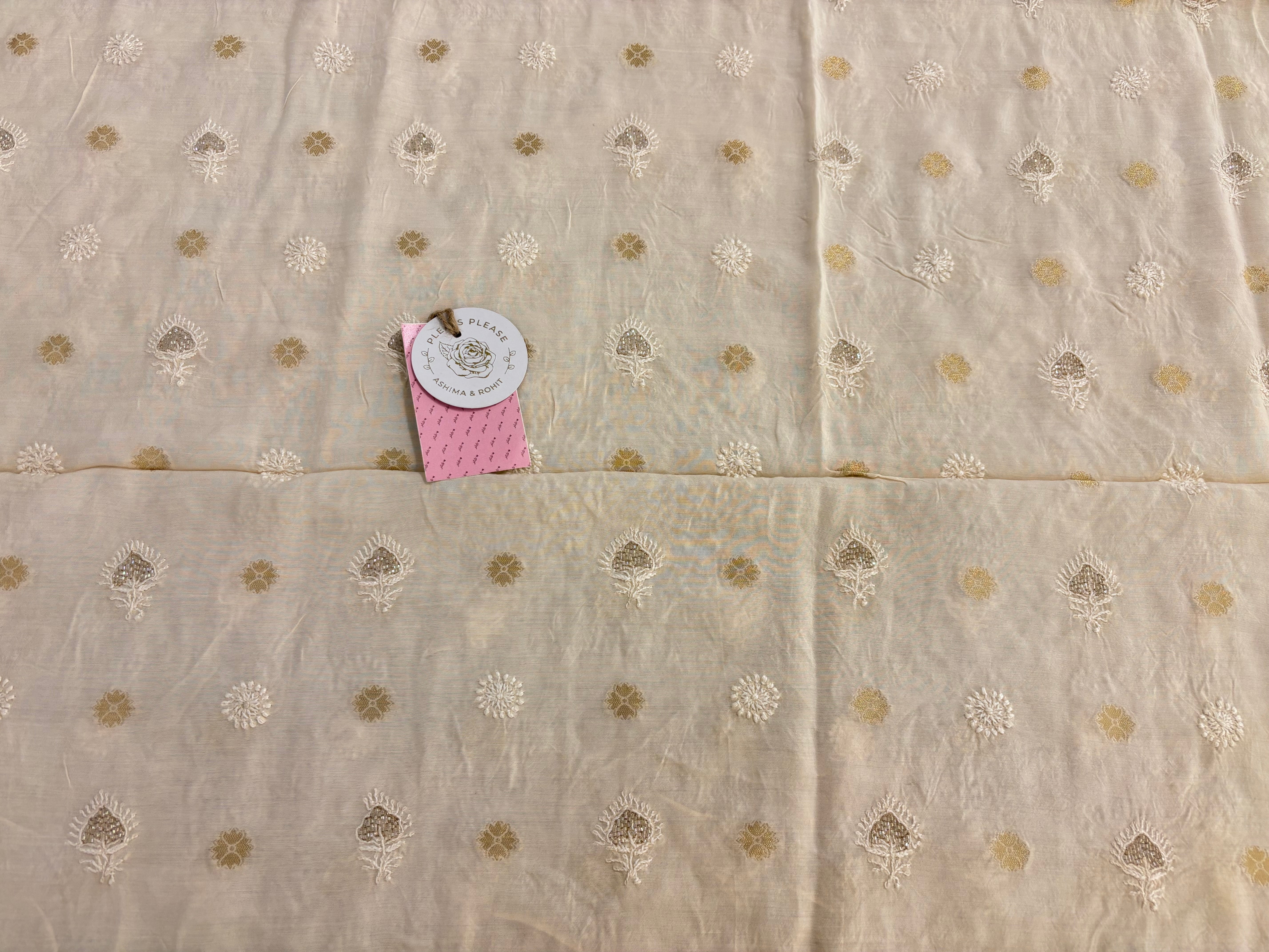 Cream Chanderi Chikankari Banarasi Boota Men’s Kurta