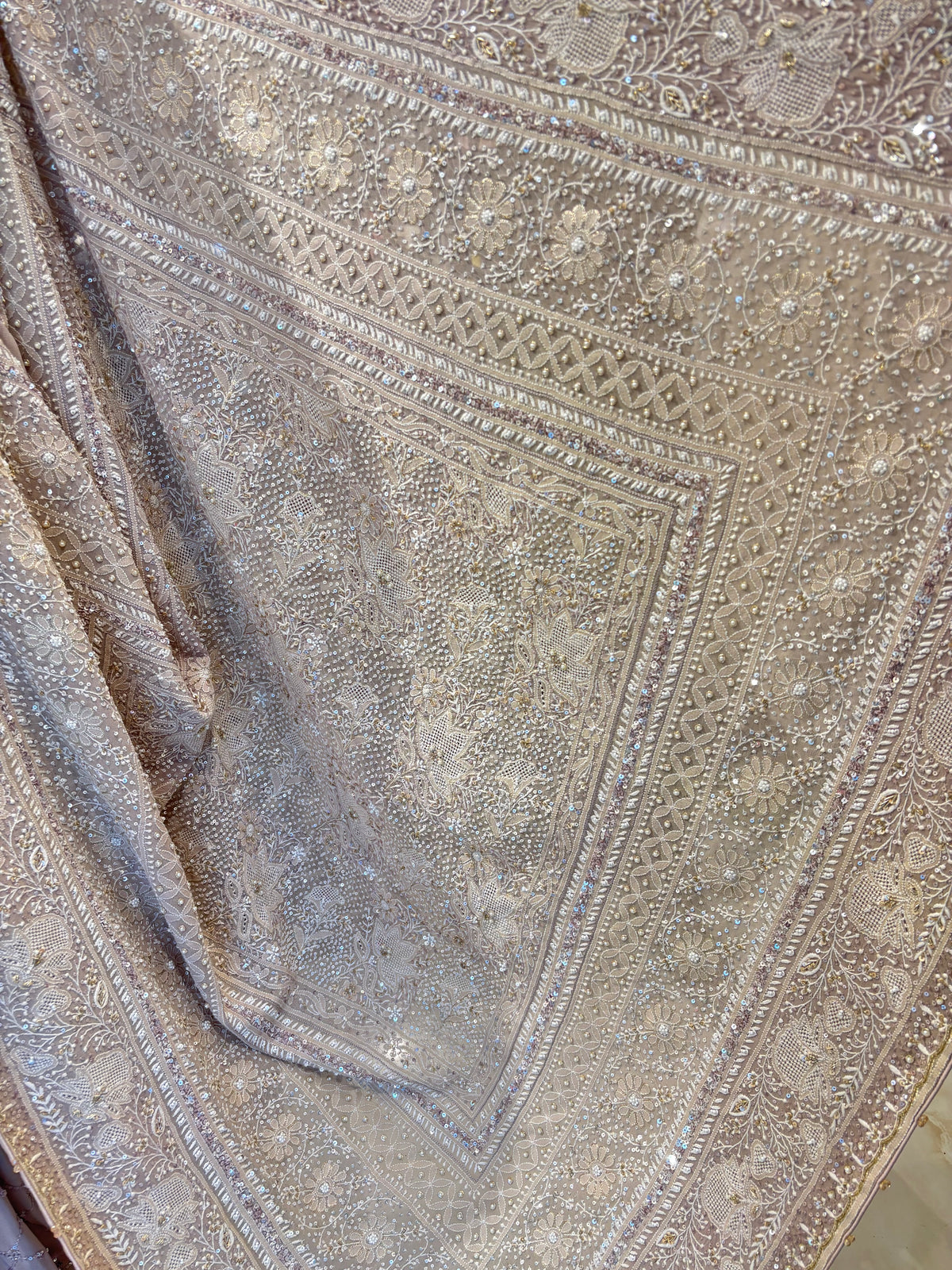 Muted Lavender Pure & Premium Georgette Chikankari Saree