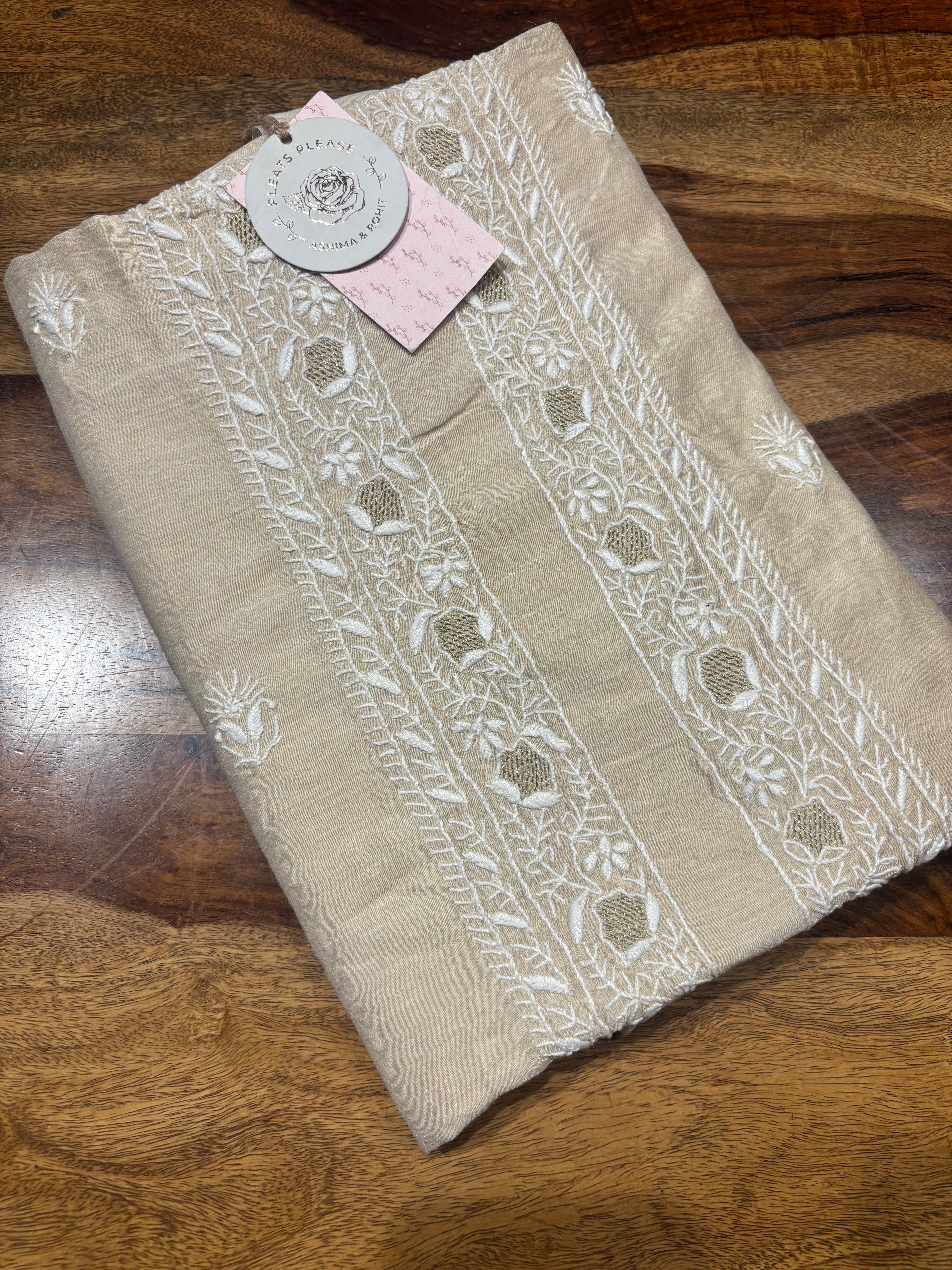 Dyeable Monga Silk Chikankari Chikankari Men’s Kurta Fabric