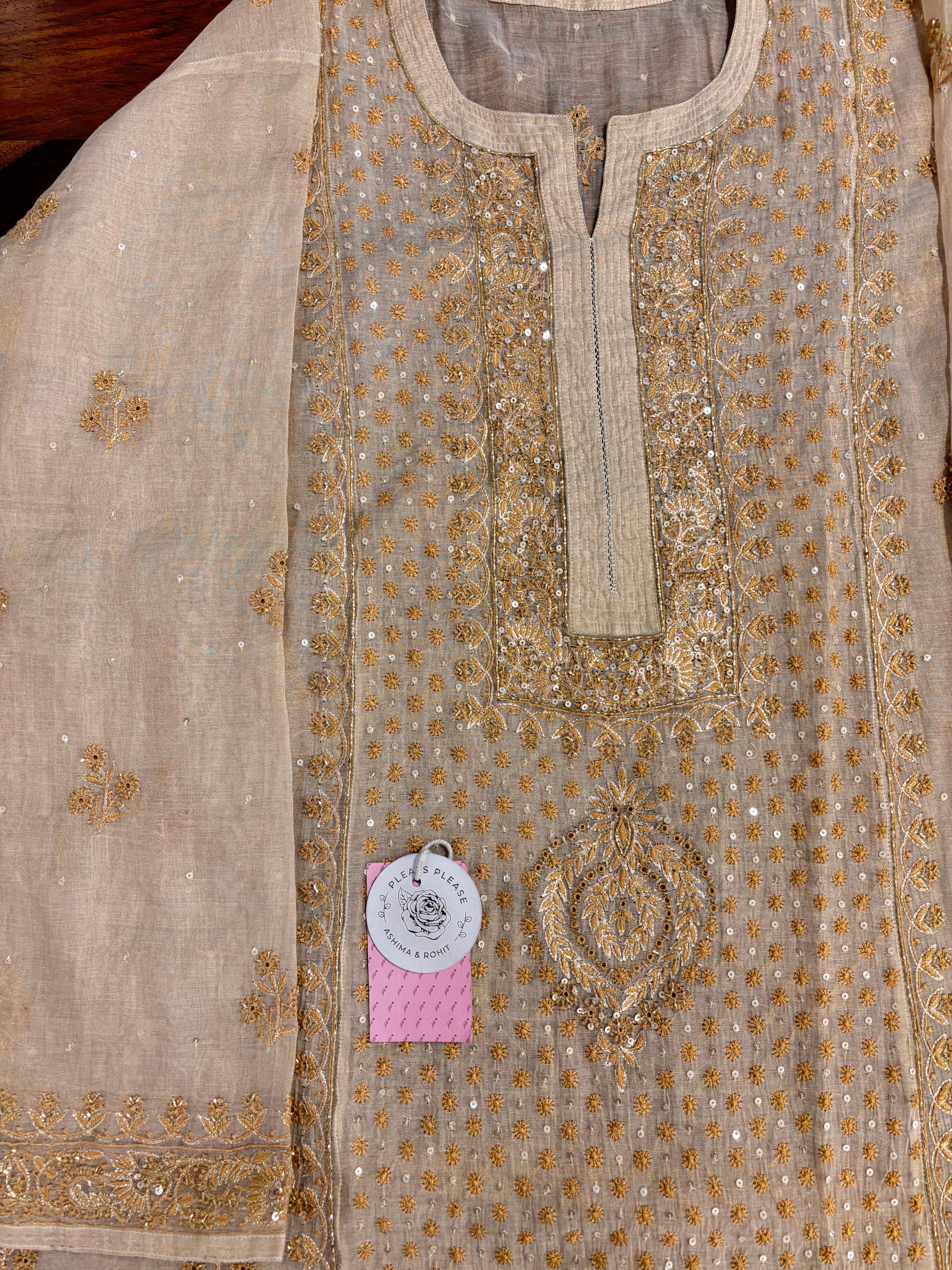 Dyeable Pure Tissue Chikankari Kurta & Dupatta