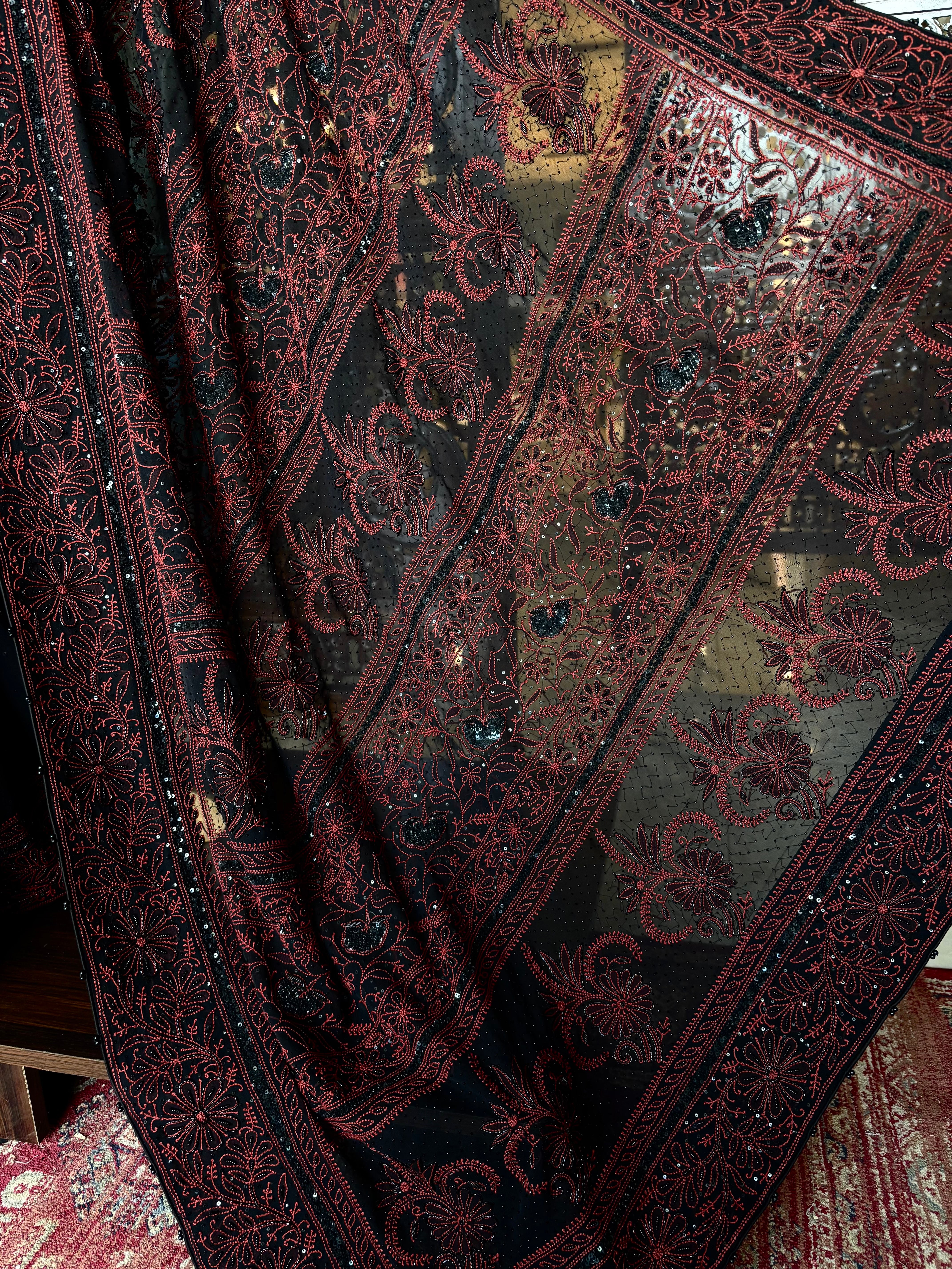 Black Pure & Premium Georgette Chikankari Saree