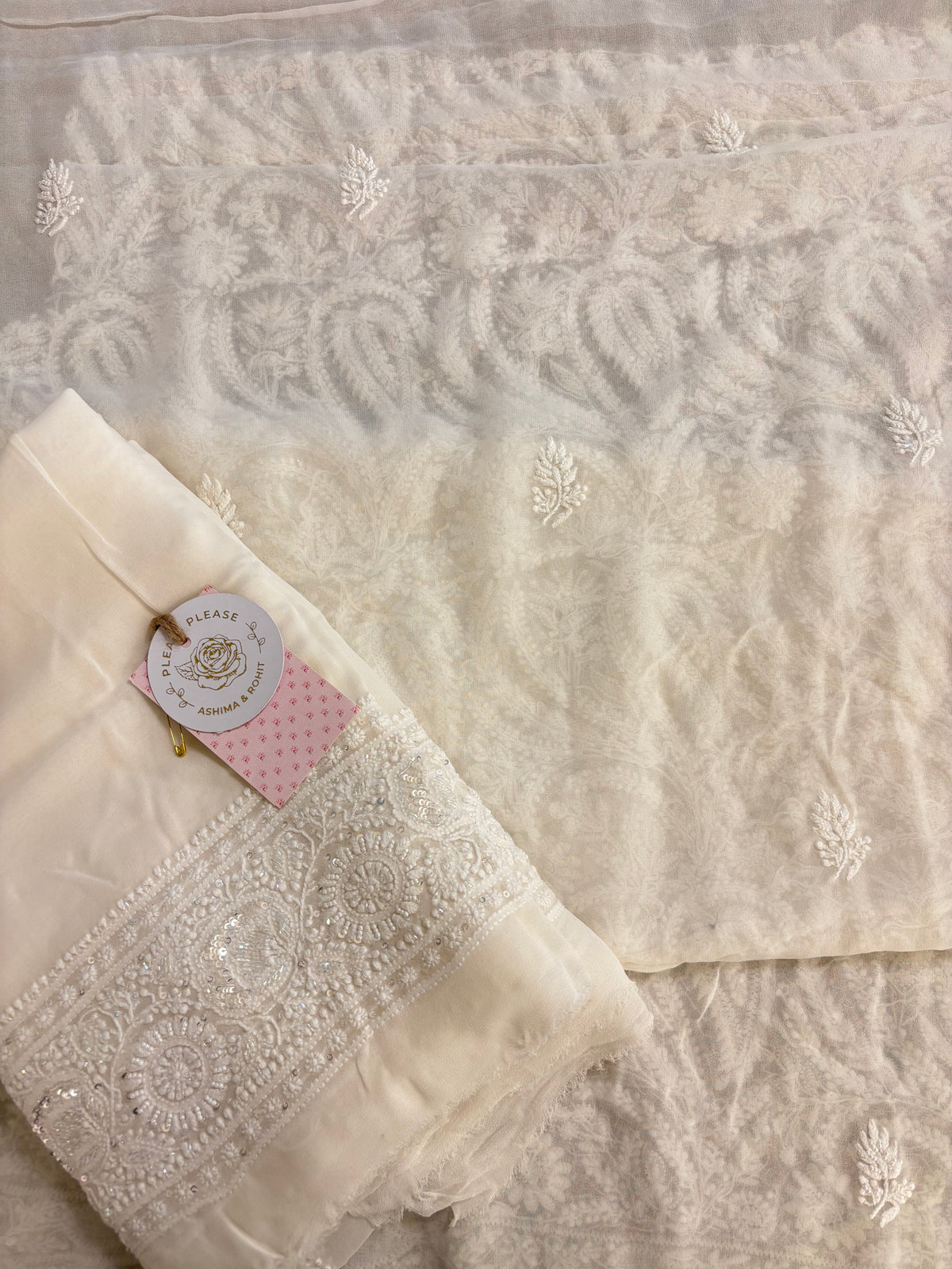 Dyeable Pure Georgette Chikankari Kurta & Dupatta