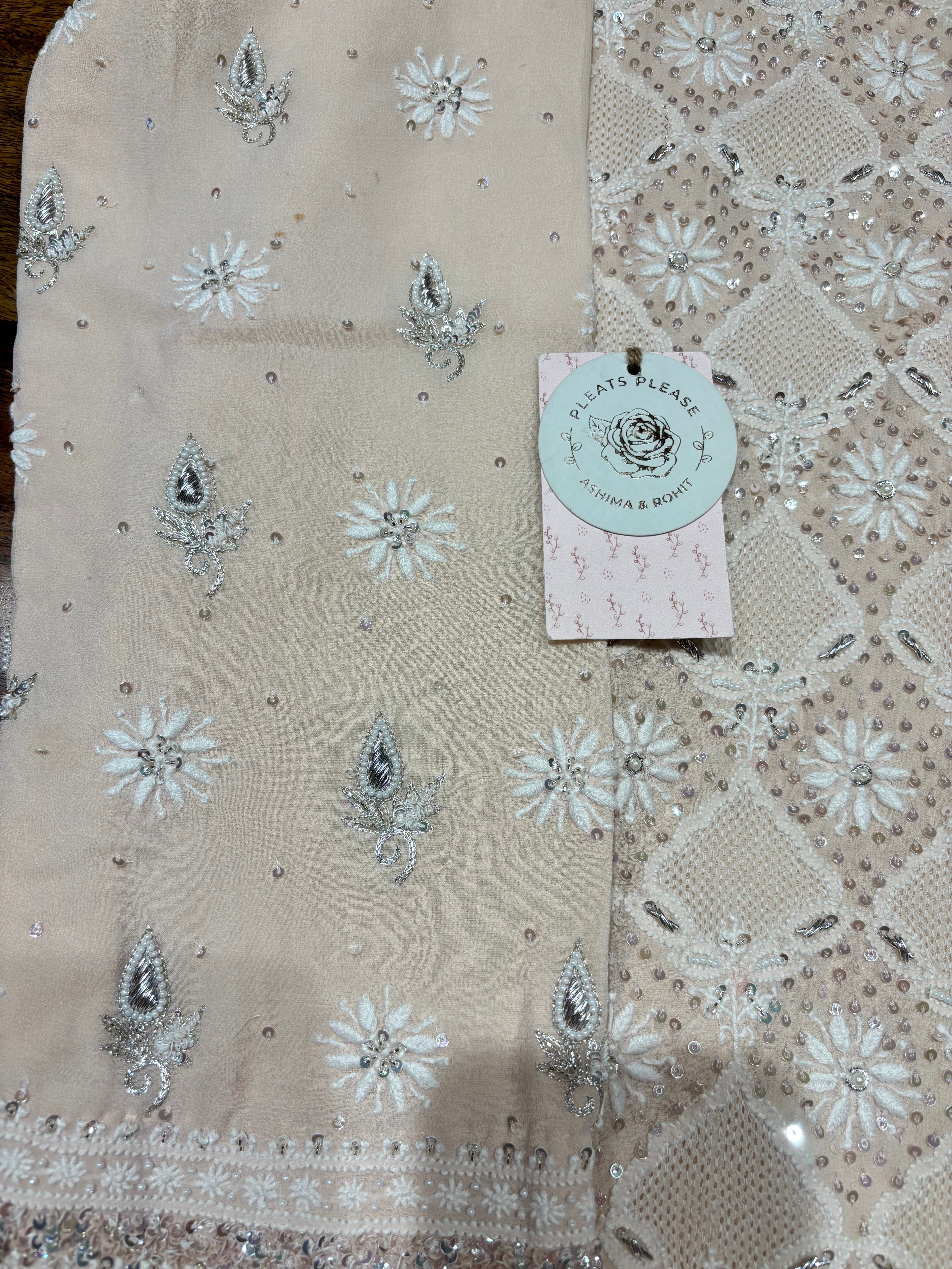 Peach Pure & Premium Georgette  Chikankari Kurta & Dupatta Set