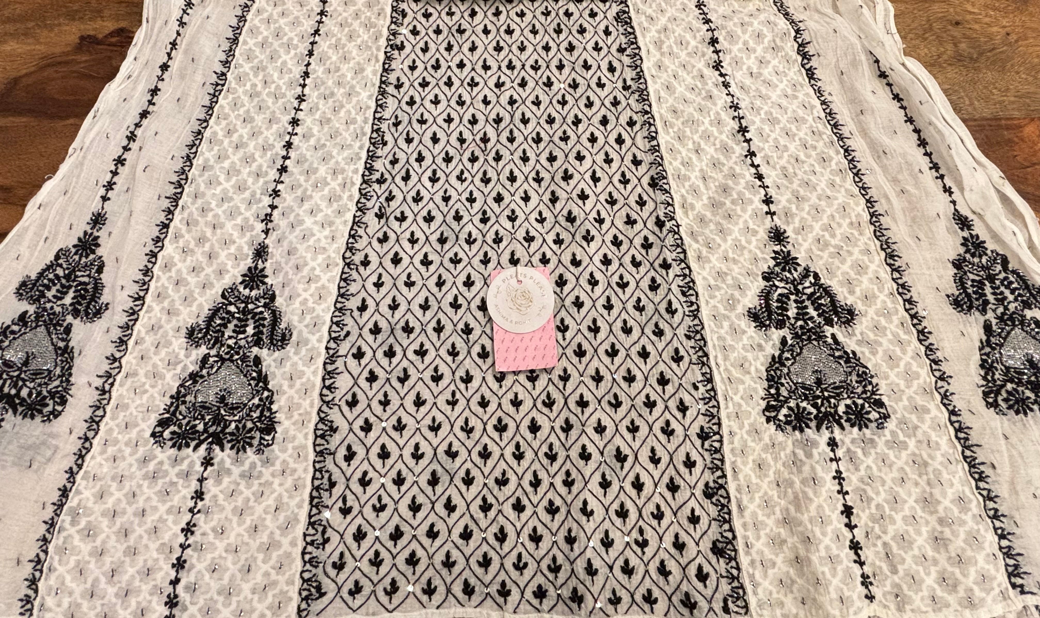 Dyeable Pure Chanderi Chikankari Anarkali & Dupatta Set