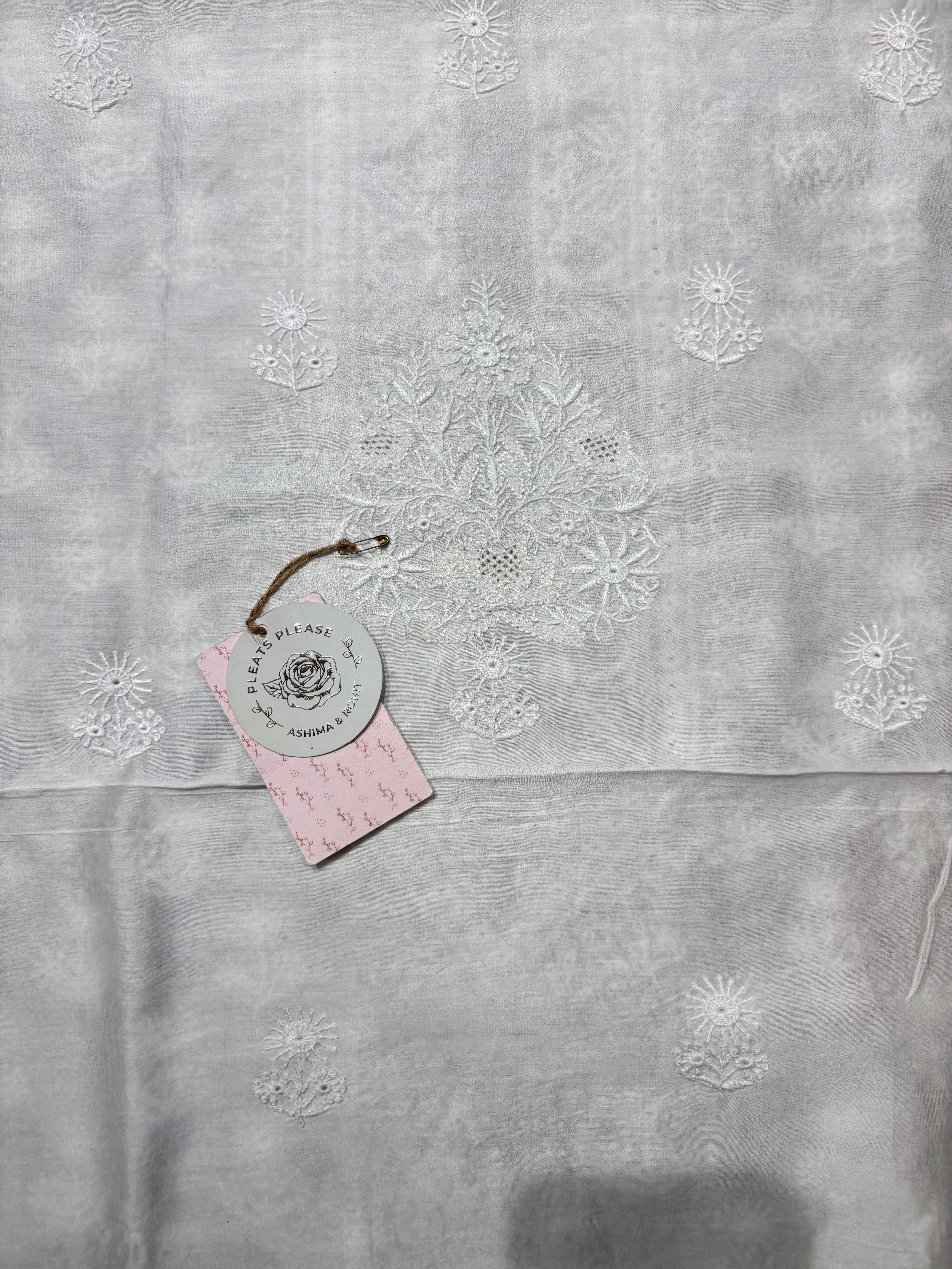 Dyeable Chanderi Silk Chikankari Men’s Kurta Fabric