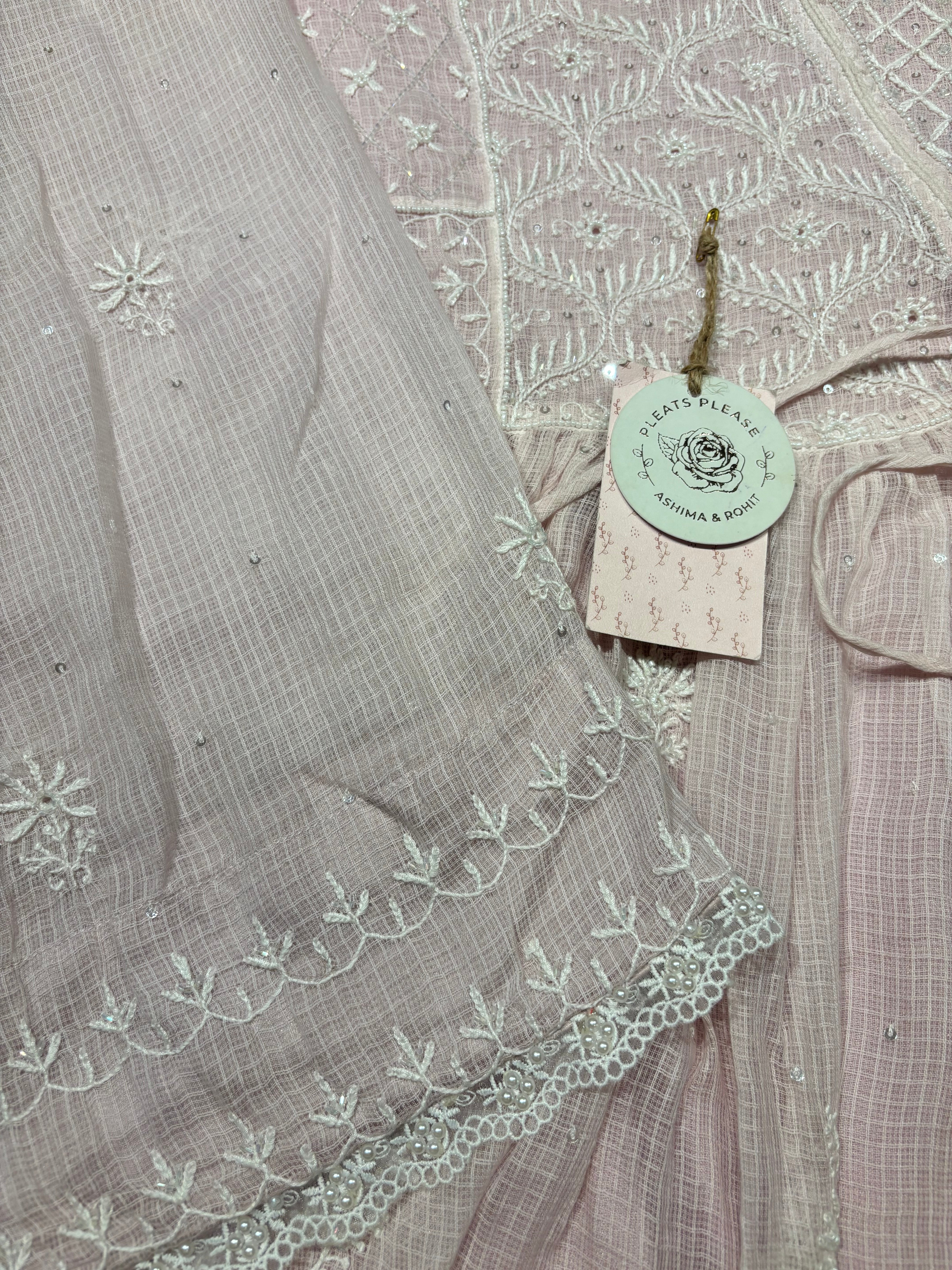 Onion Pink Kota Doria Chikankari Tunic