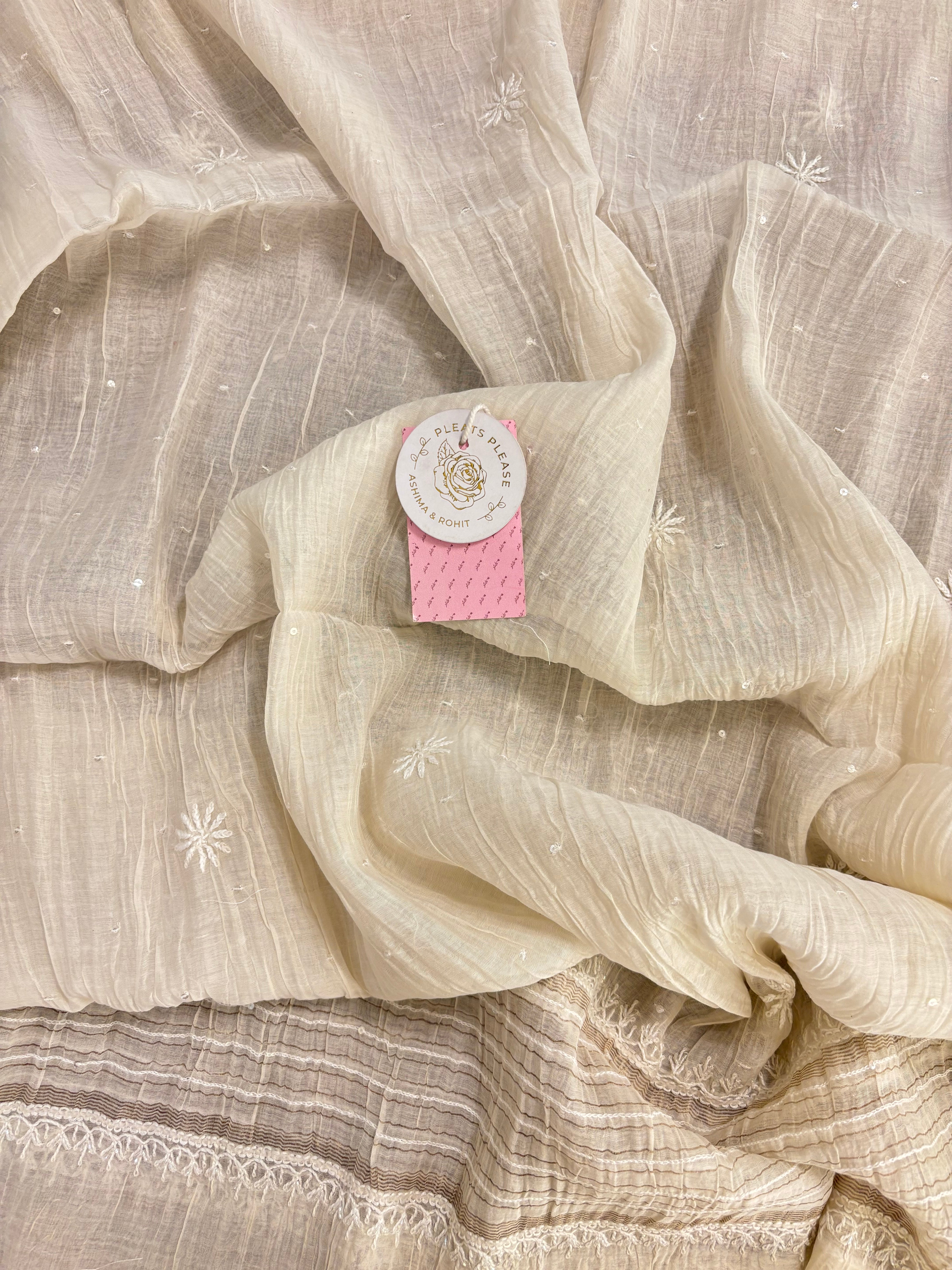 Dyeable Chanderi Mul Chikankari Kurta & Dupatta