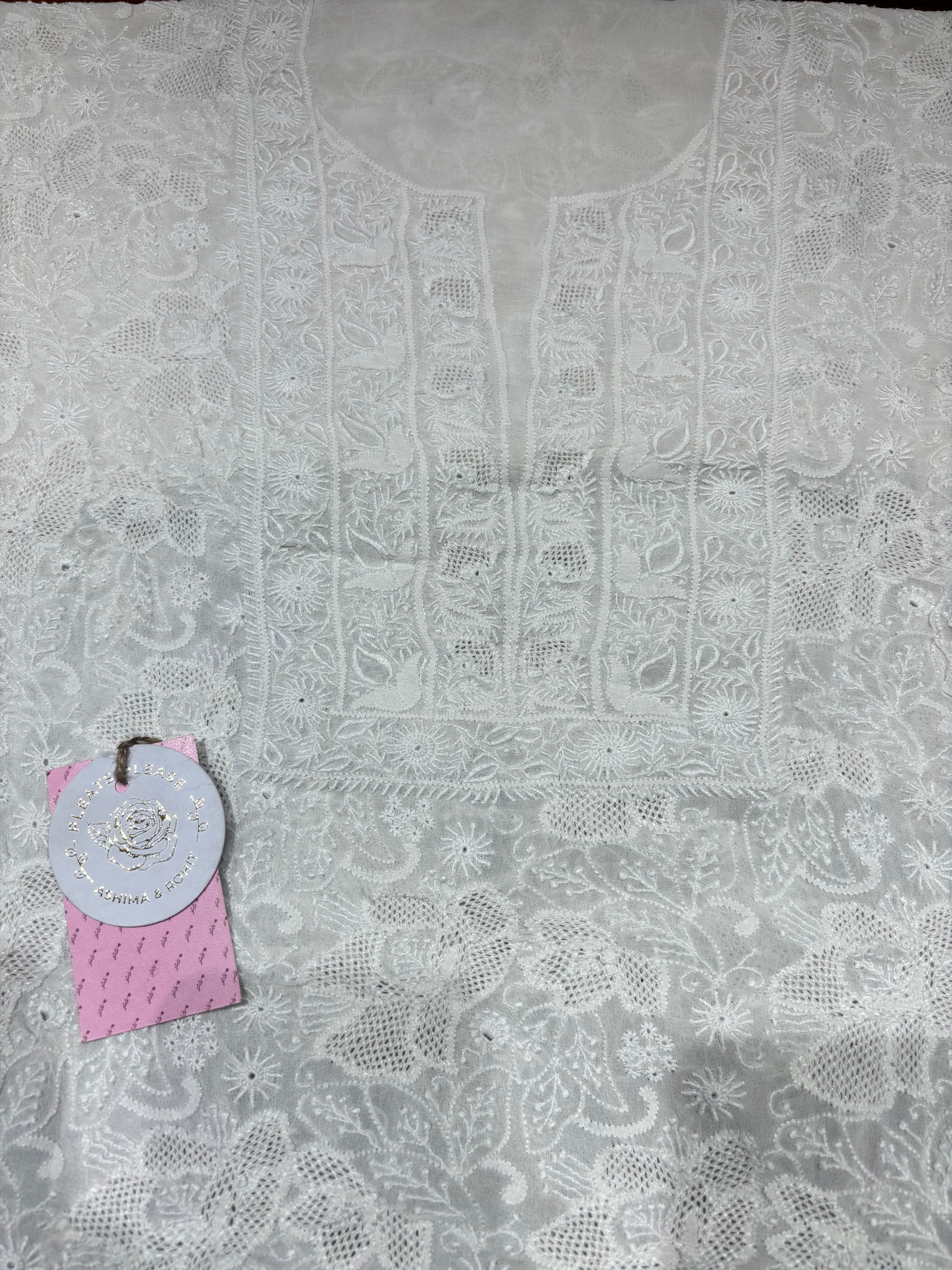 Dyeable Pure & Premium Georgette Chikankari Kurta & Dupatta Fabric