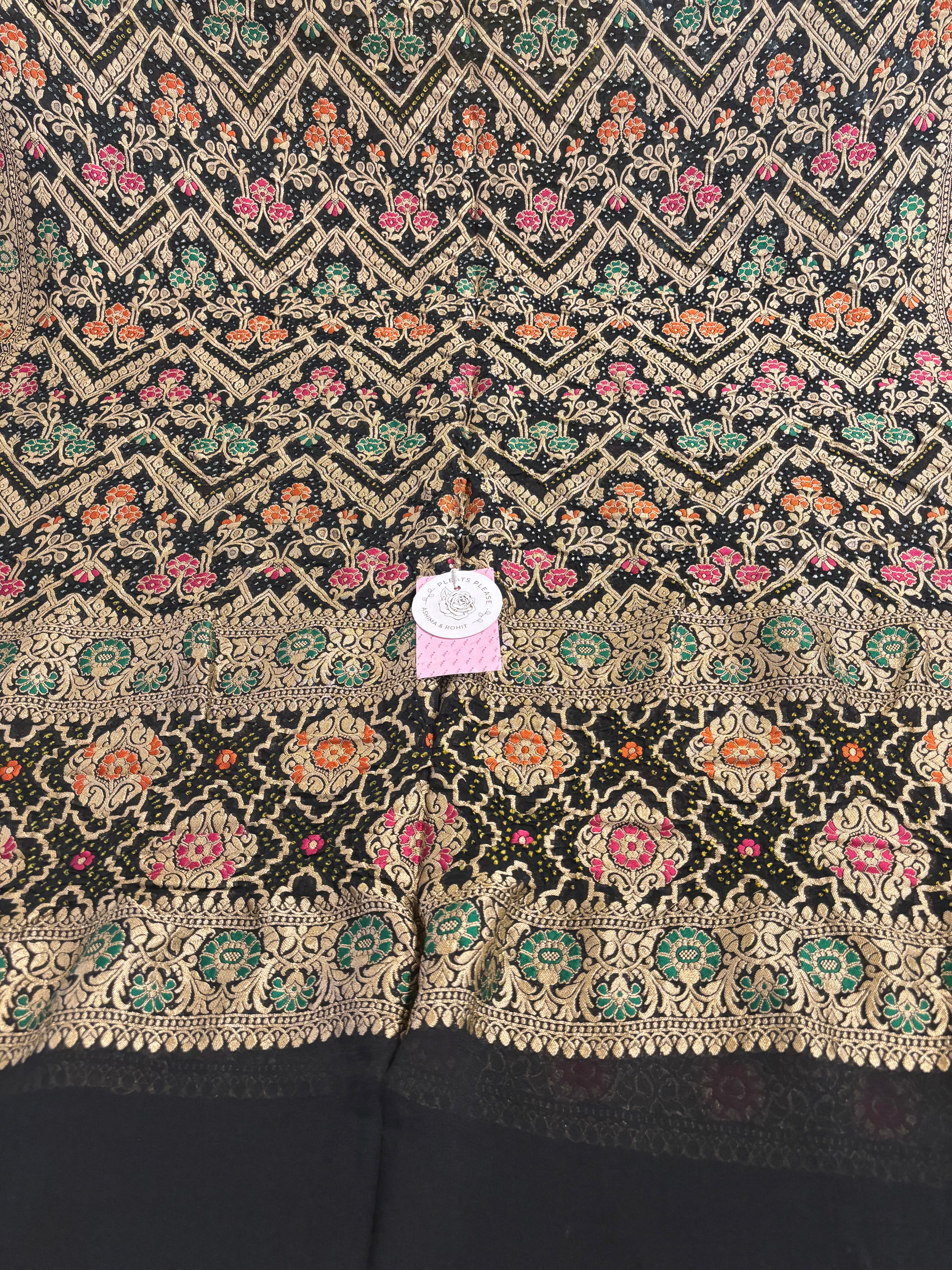 Black Pure Khaddi Georgette Neemzari Dupatta