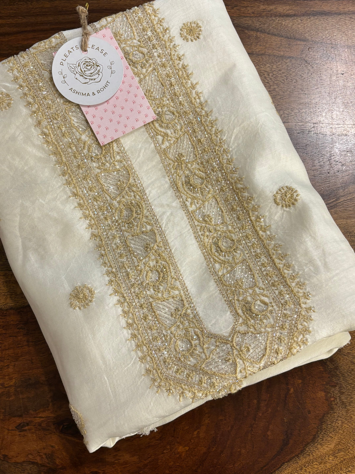 Dyeable Chanderi Silk Chikankari Bnarasi Boota Men’s Kurta