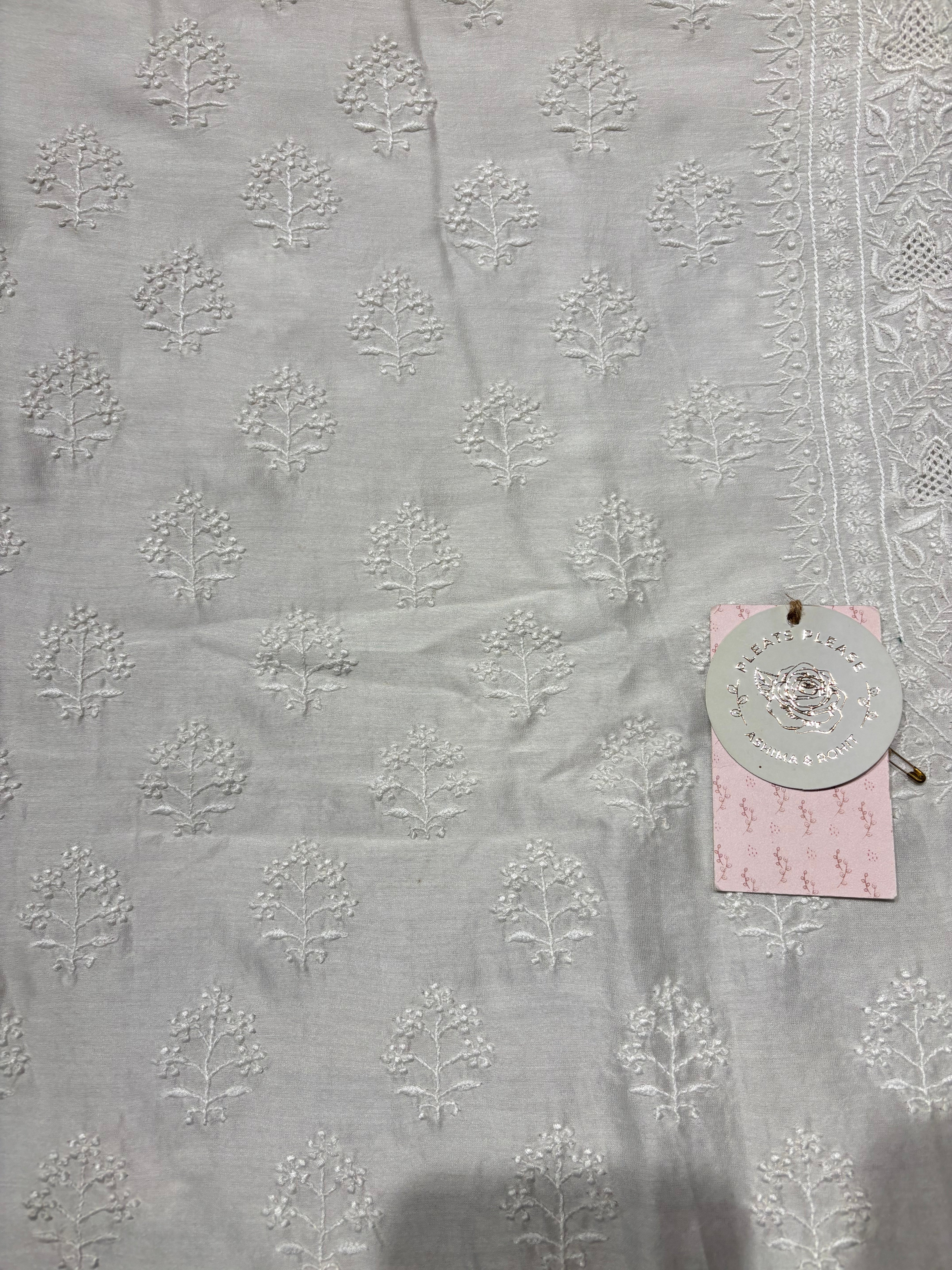 Dyeable Chanderi Silk Chikankari Men’s Kurta Fabric