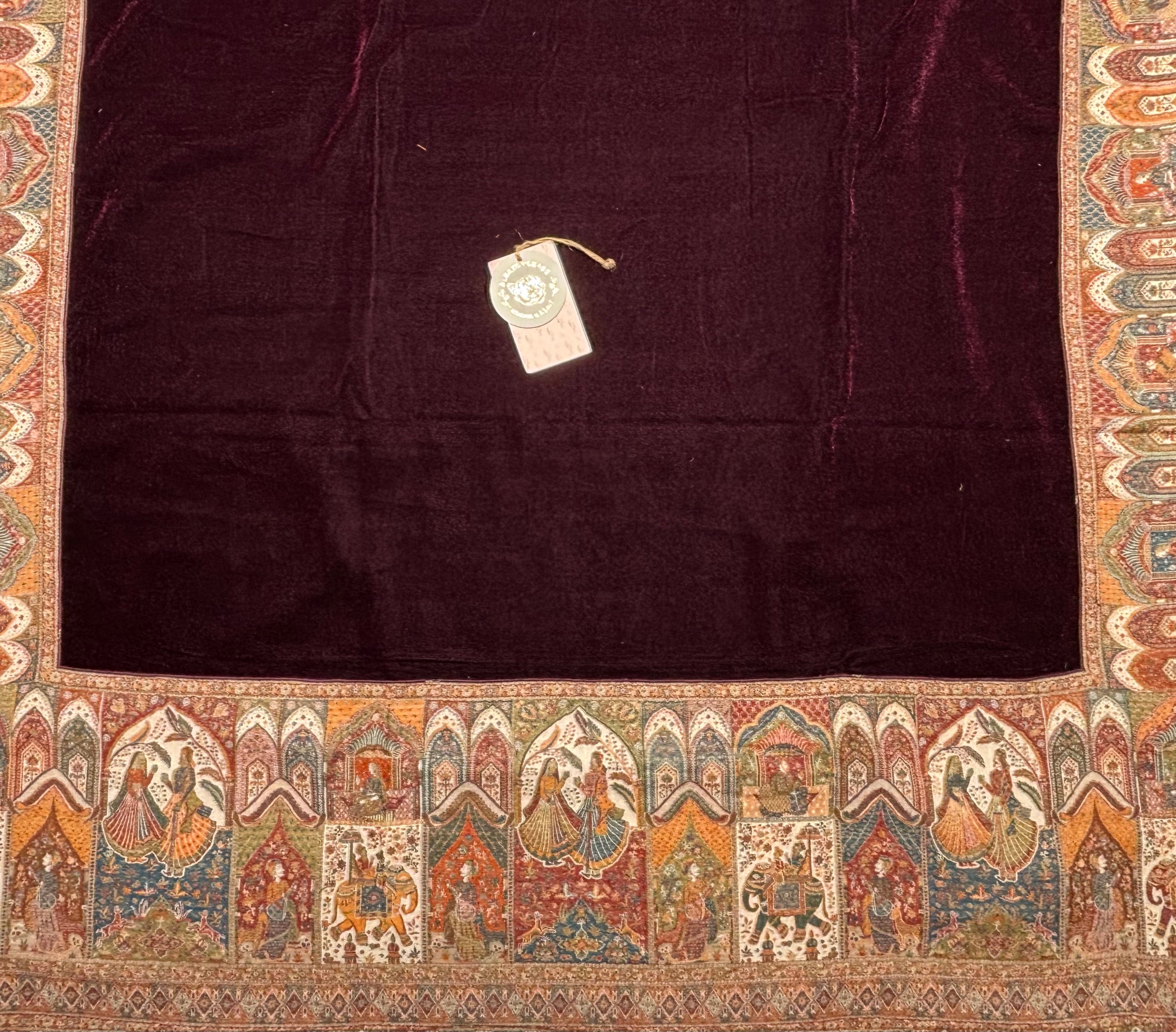 Wine Pure & Premium Velvet Shawl With Kaani Weave