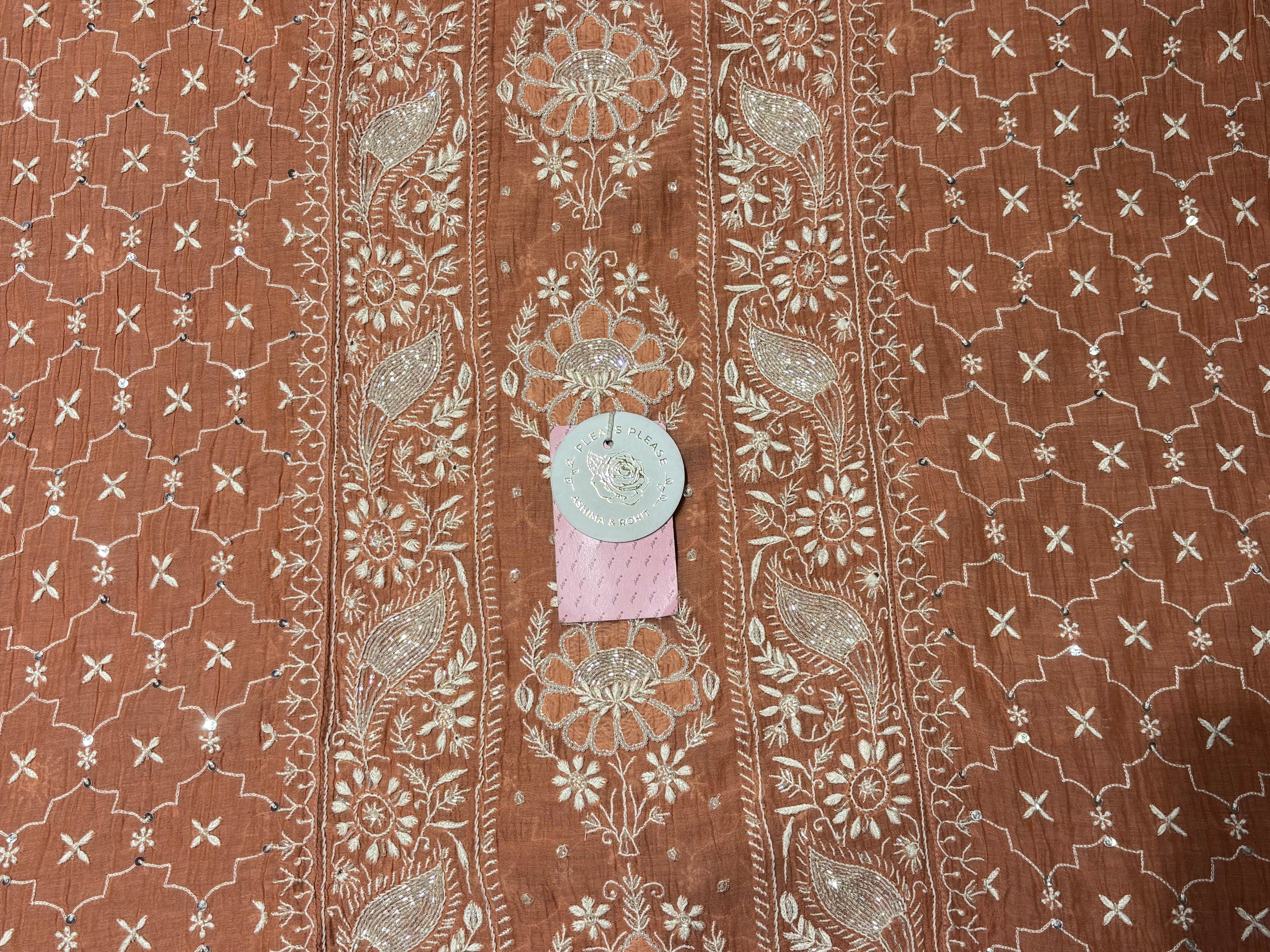Peach Pure Chanderi Mul Chikankari Kurta & Dupatta