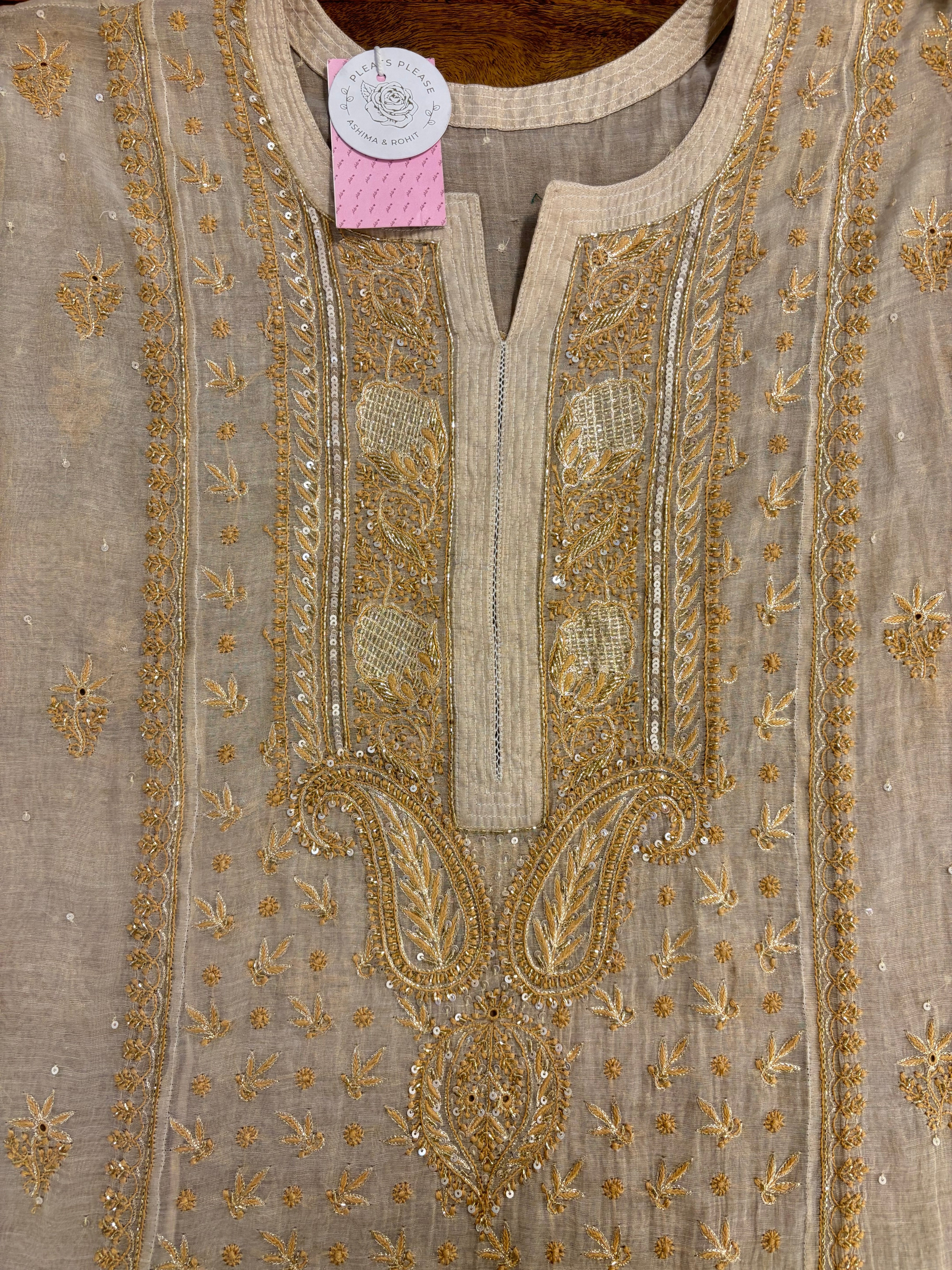 Dyeable Pure & Premium Tissue Chikankari Kurta & Dupatta