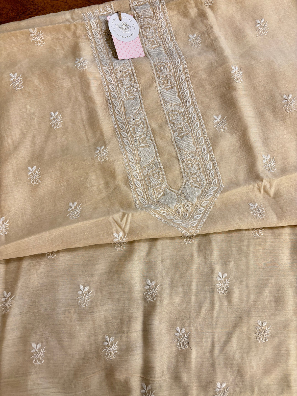 Dyeable Monga Silk Chikankari Men’s Kurta
