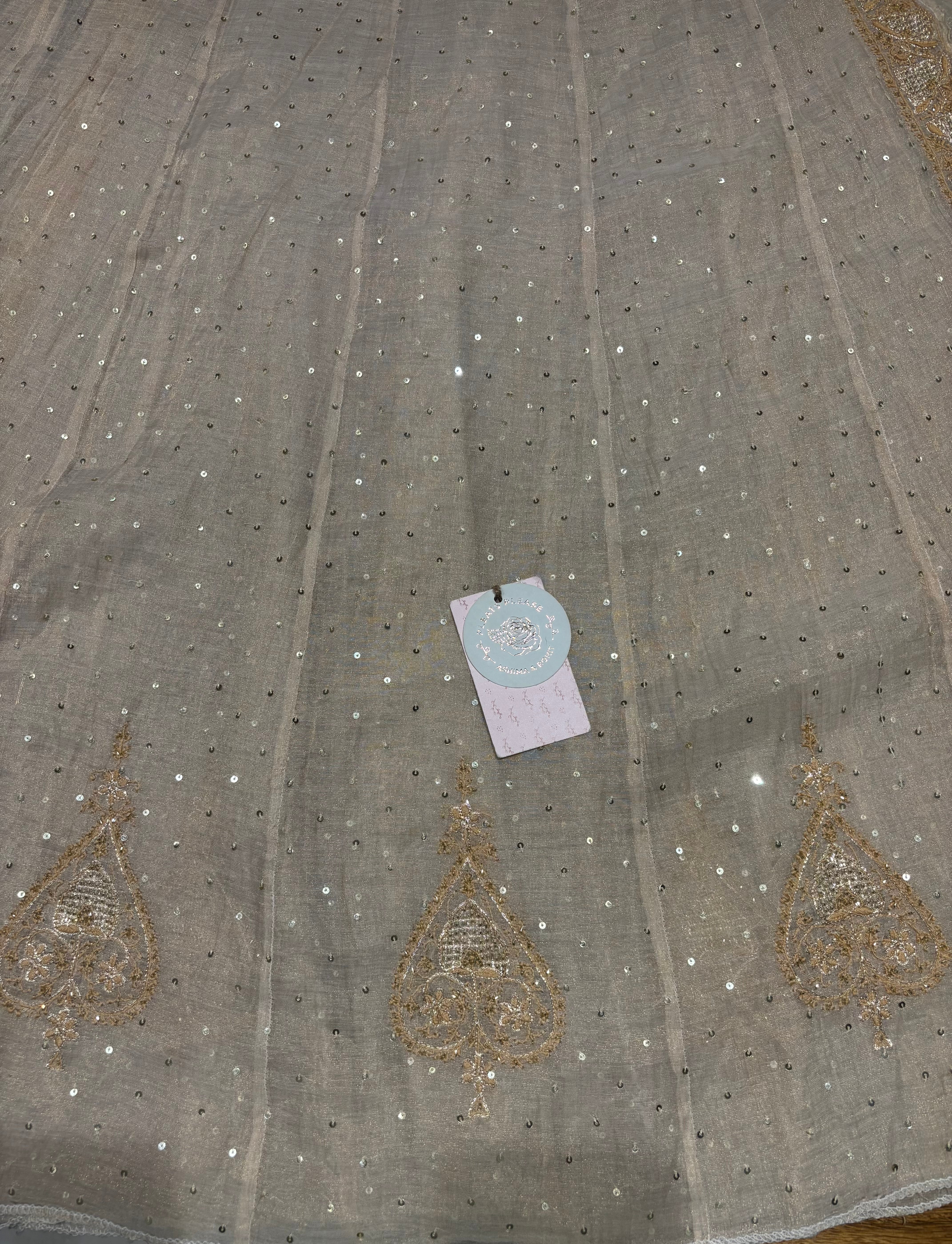 Dyeable Pure & Premium Tissue Chikankari Kalidar Angrakha & Dupatta Set