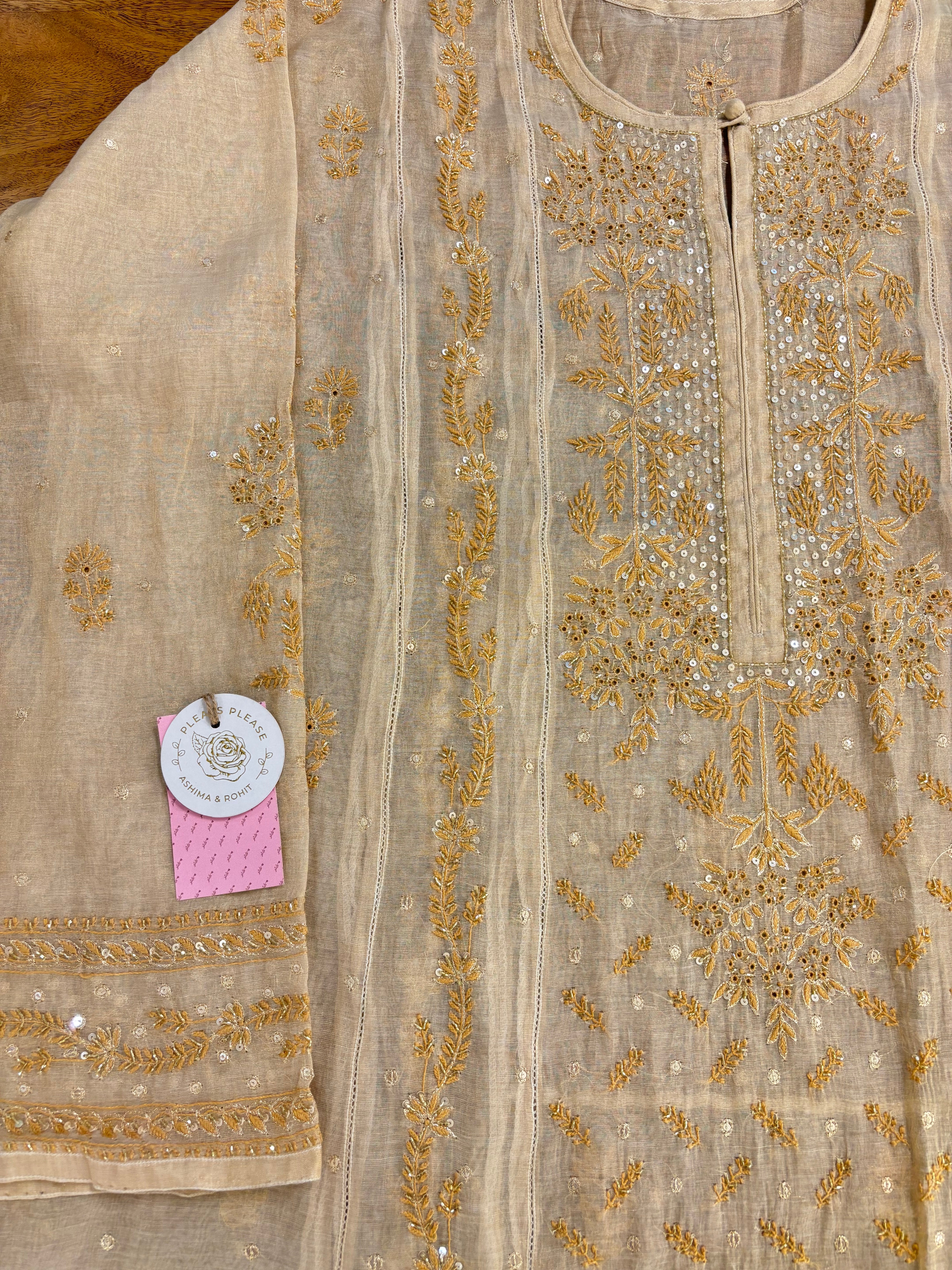 Dyeable Pure & Premium Tissue Chikankari Kurta & Dupatta