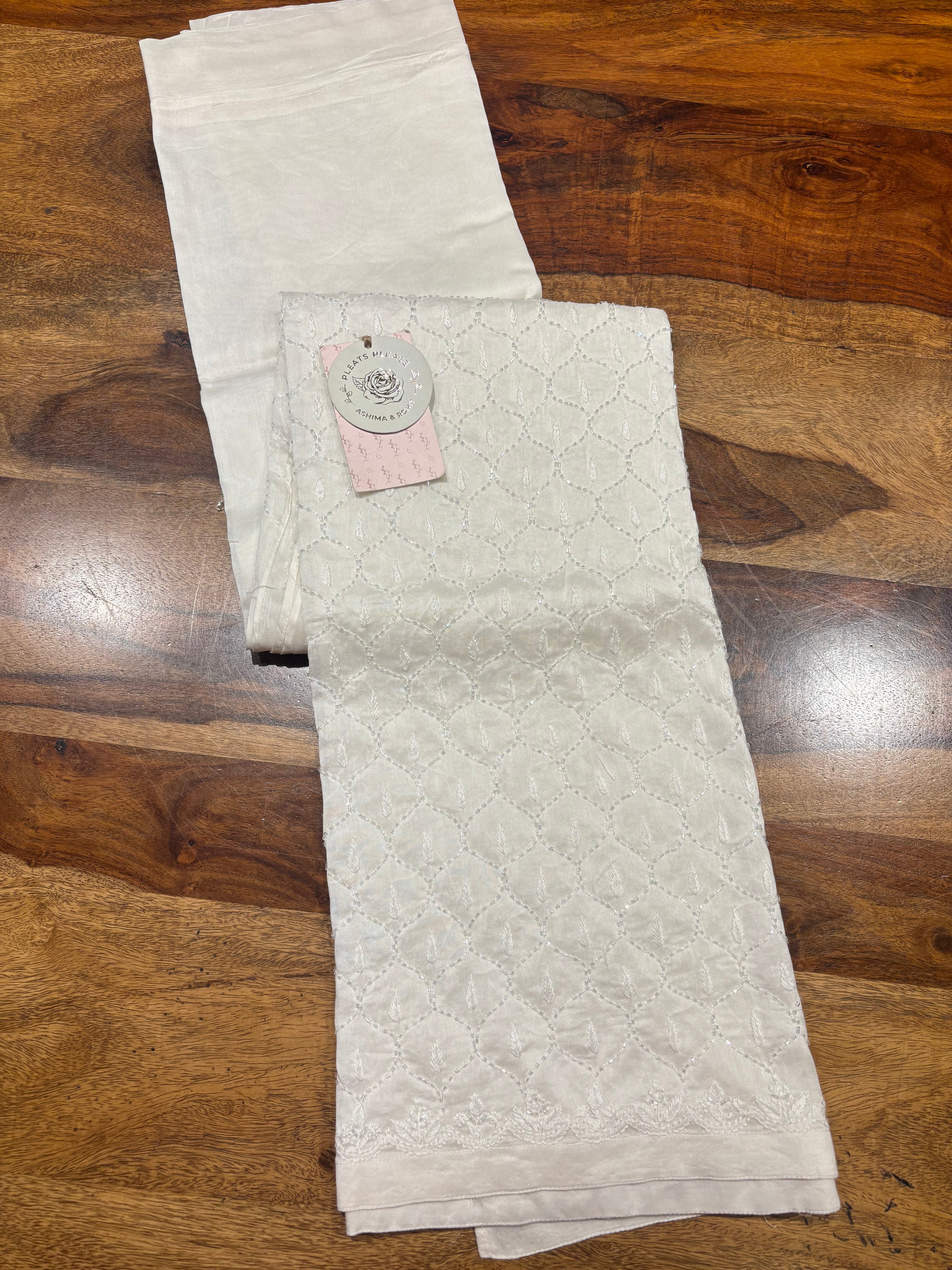 Dyeable Chanderi Silk Chikankari Bottom