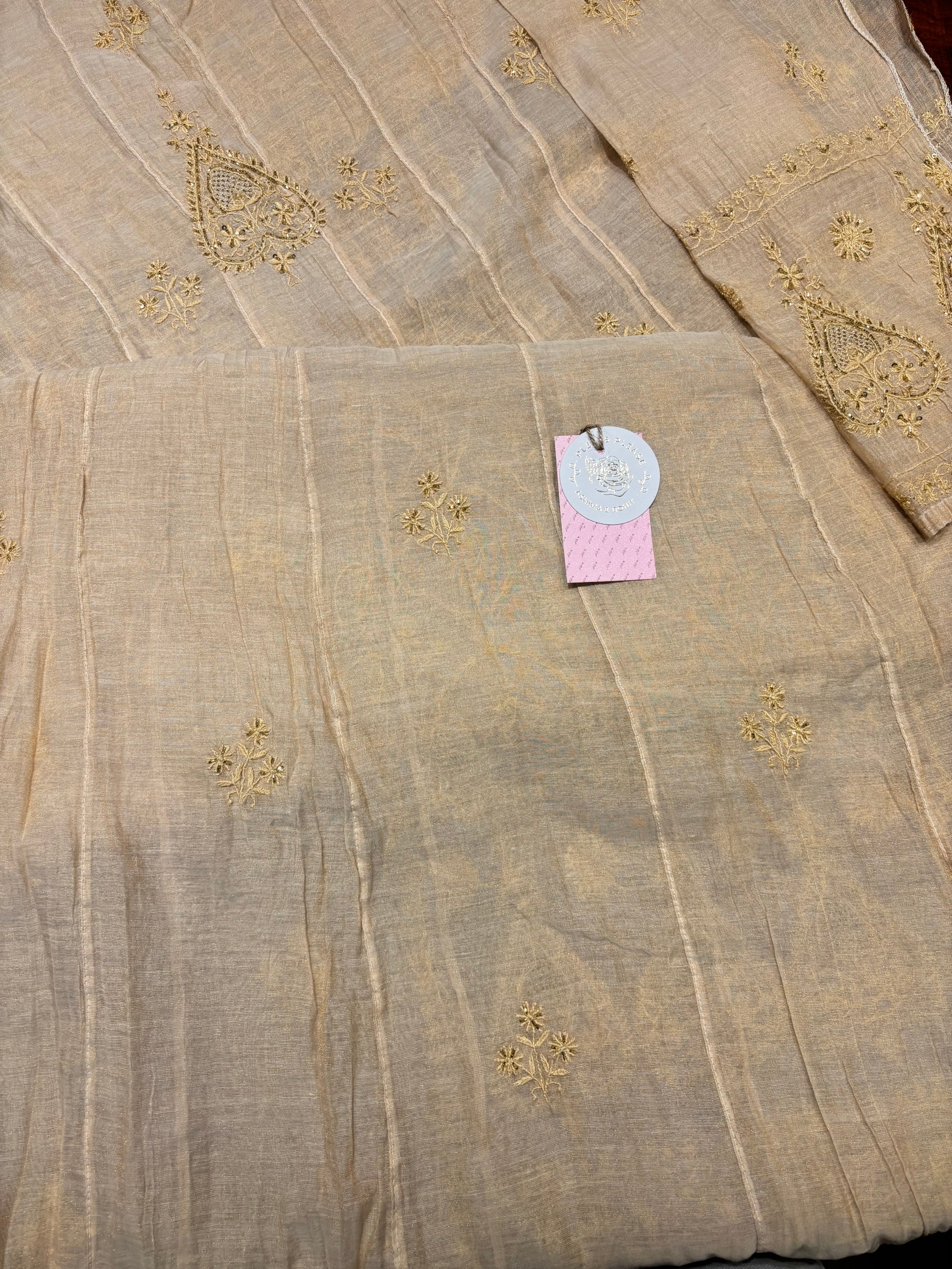 Dyeable Pure & Premium Tissue Chikankari Anarkali and Dupatta set