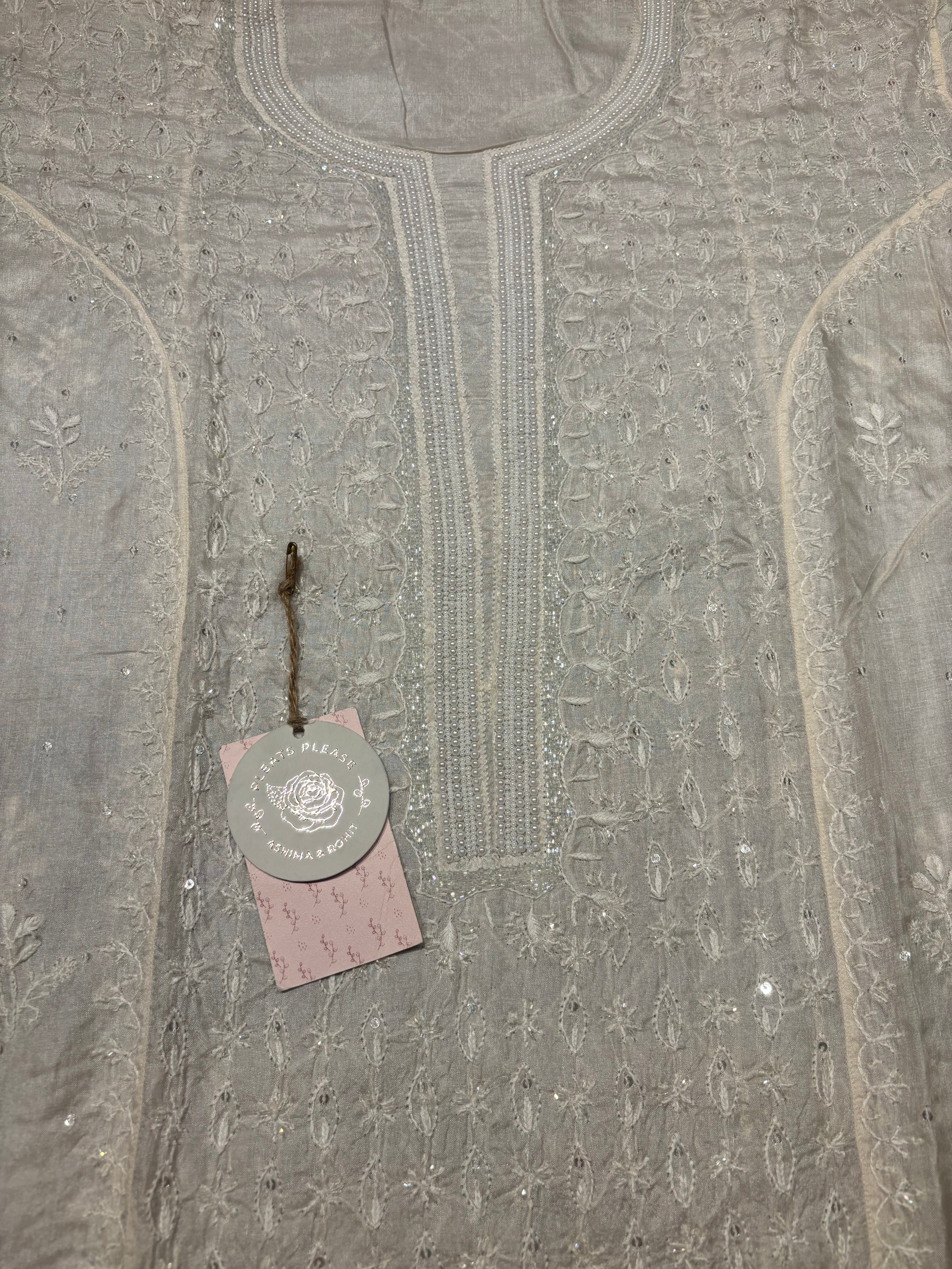 Dyeable Silk Chikankari kurta and Dupatta set