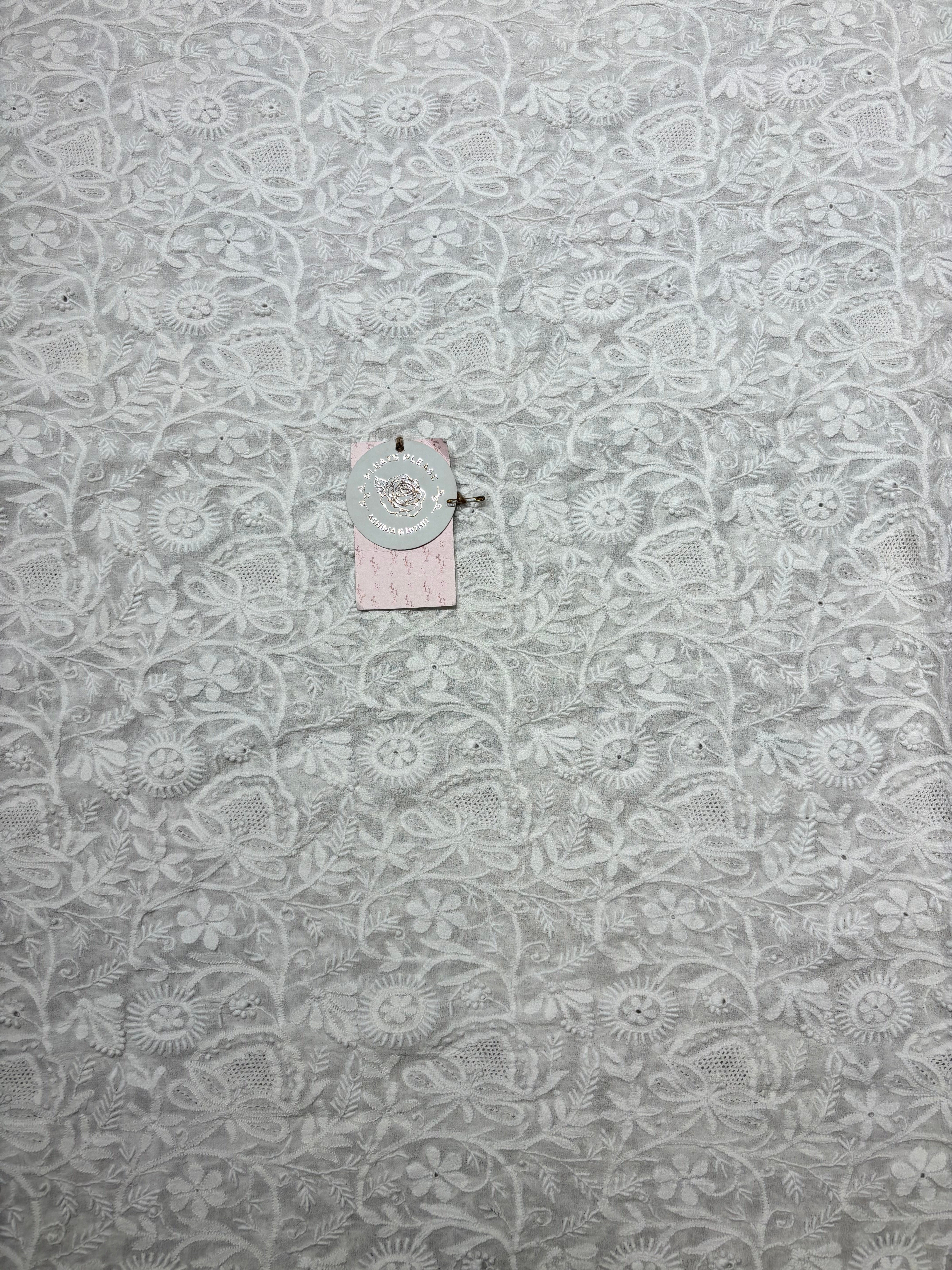 Dyeable Pure & Premium Georgette Chikankari Kurta & Dupatta Fabric