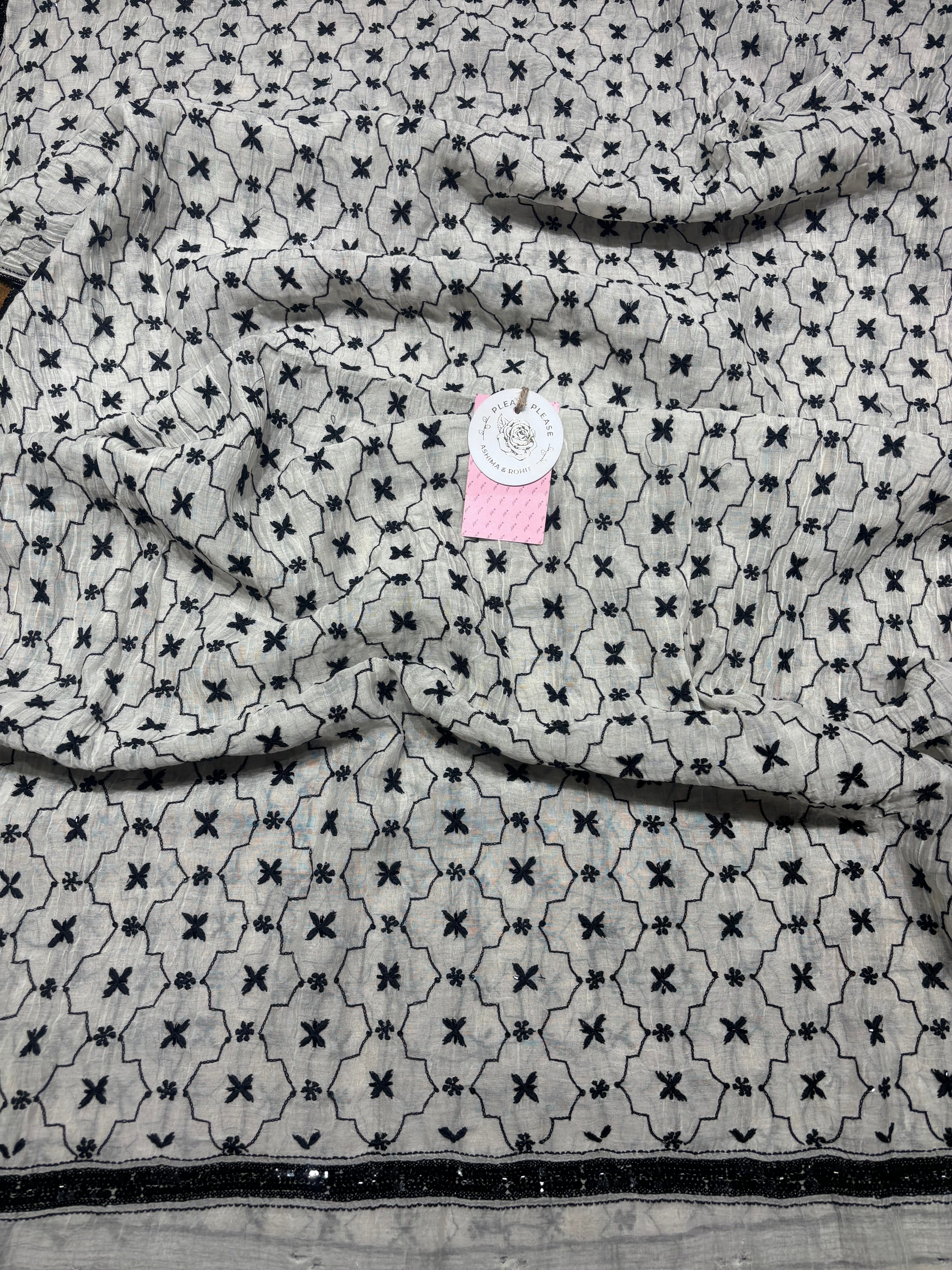 Dyeable Chanderi Mul Chikankari Kurta & Dupatta