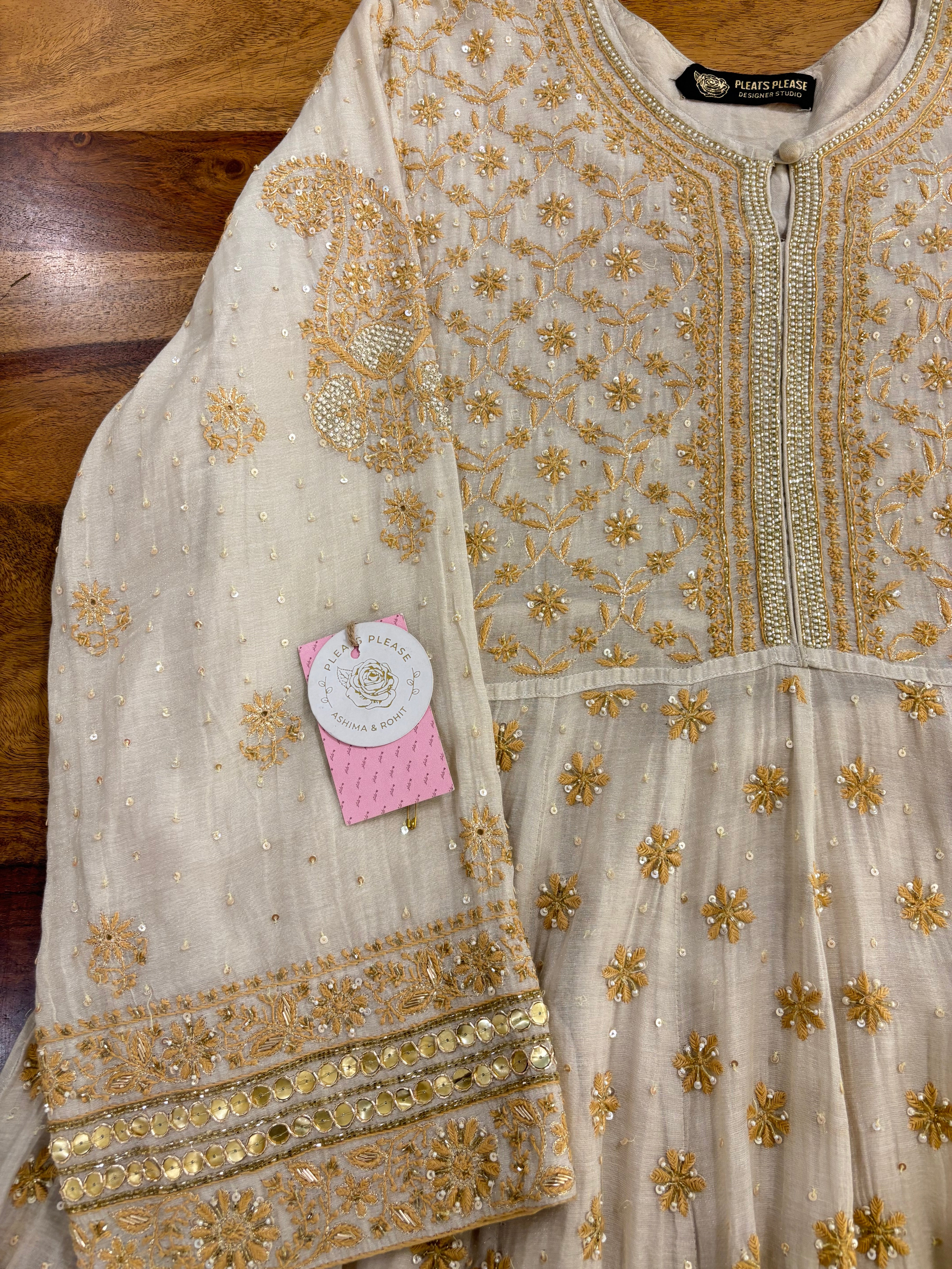 Dyeable Pure & Premium Tissue Chikankari Anarkali & Dupatta