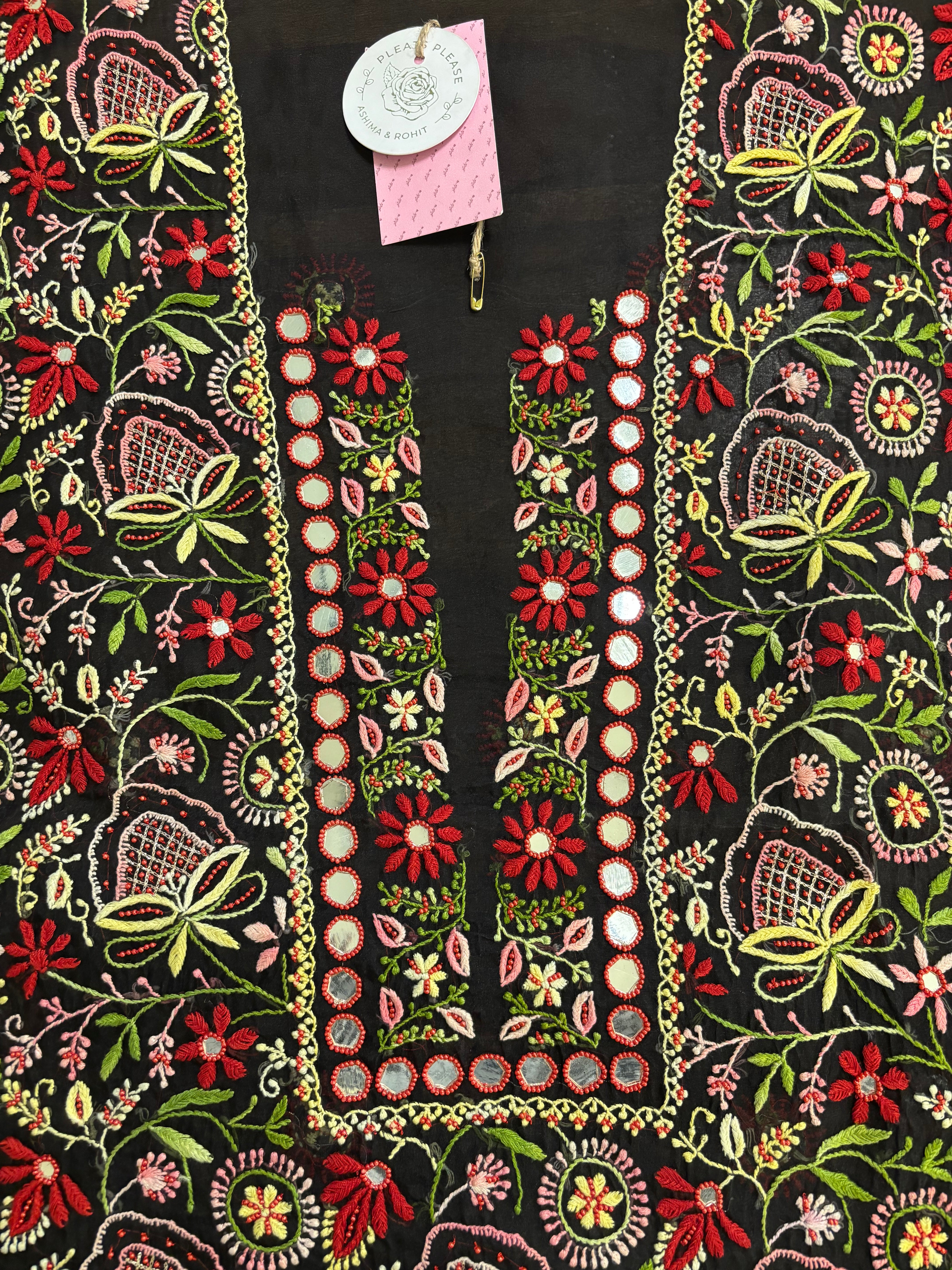 Black Organza Silk Chikankari Kurta & Dupatta