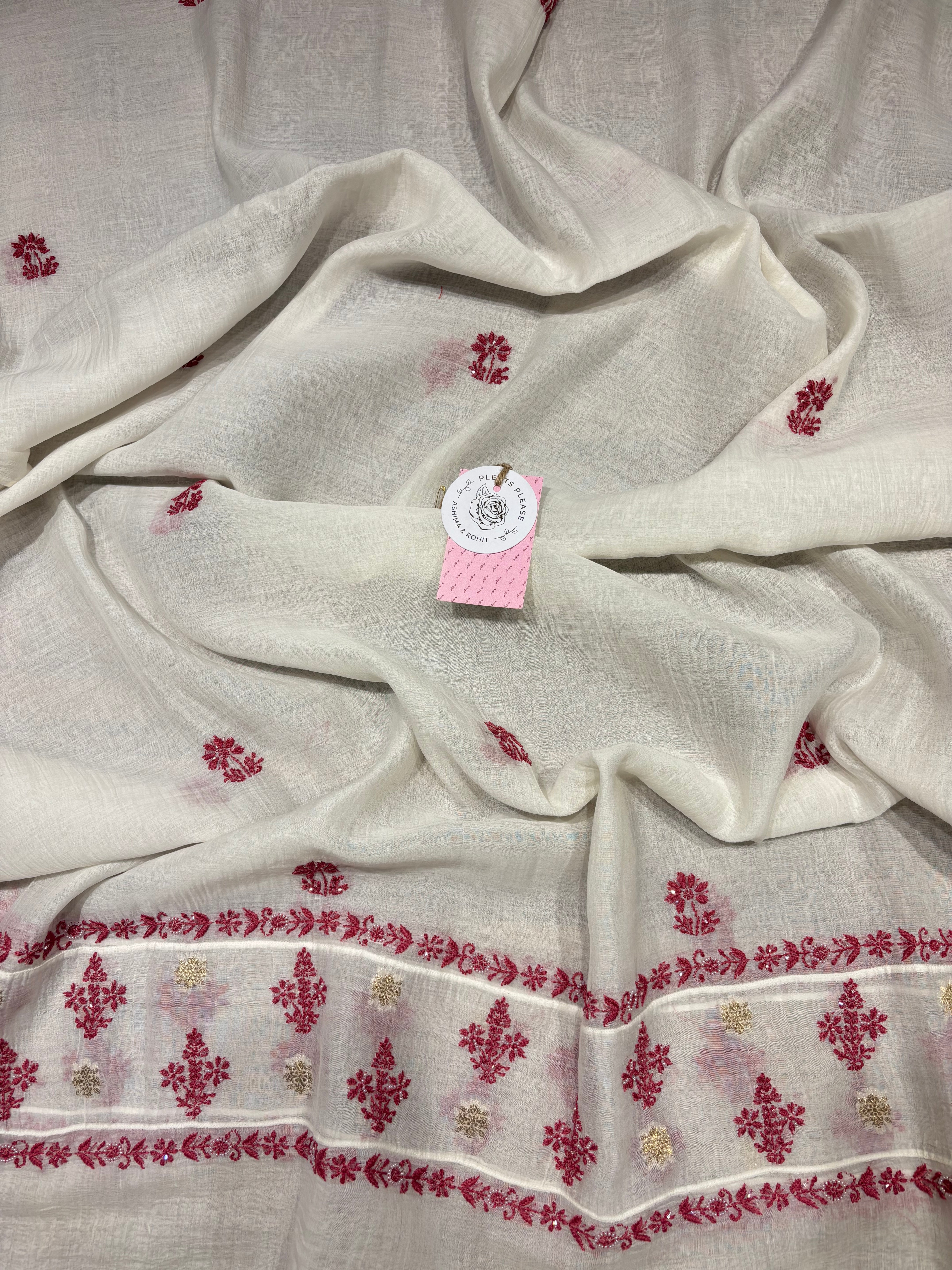Dyeable Chanderi Mul Chikankari Kurta & Dupatta Set