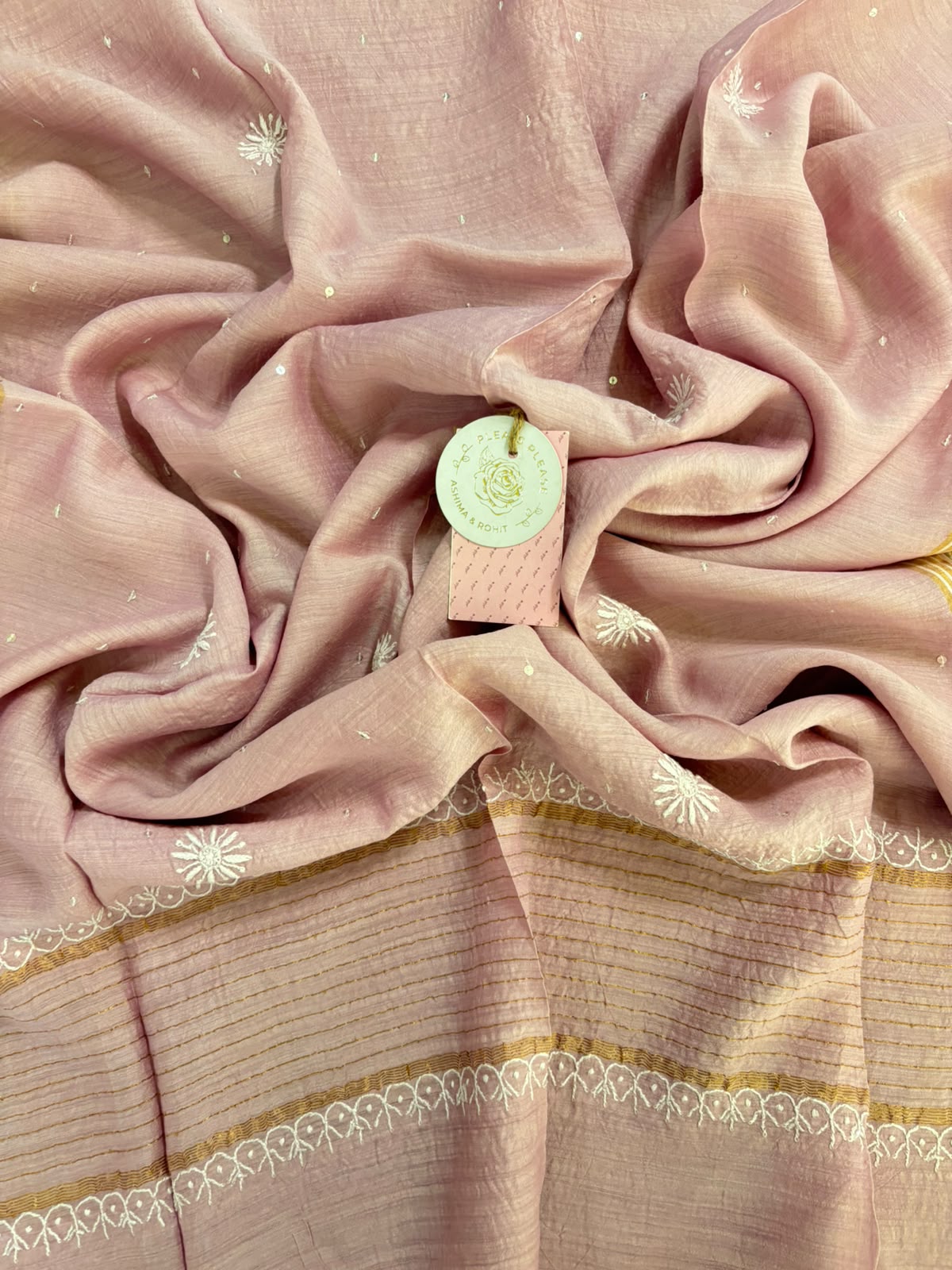 Baby Pink Pure Monga Silk Chikankari Anarakli & Dupatta