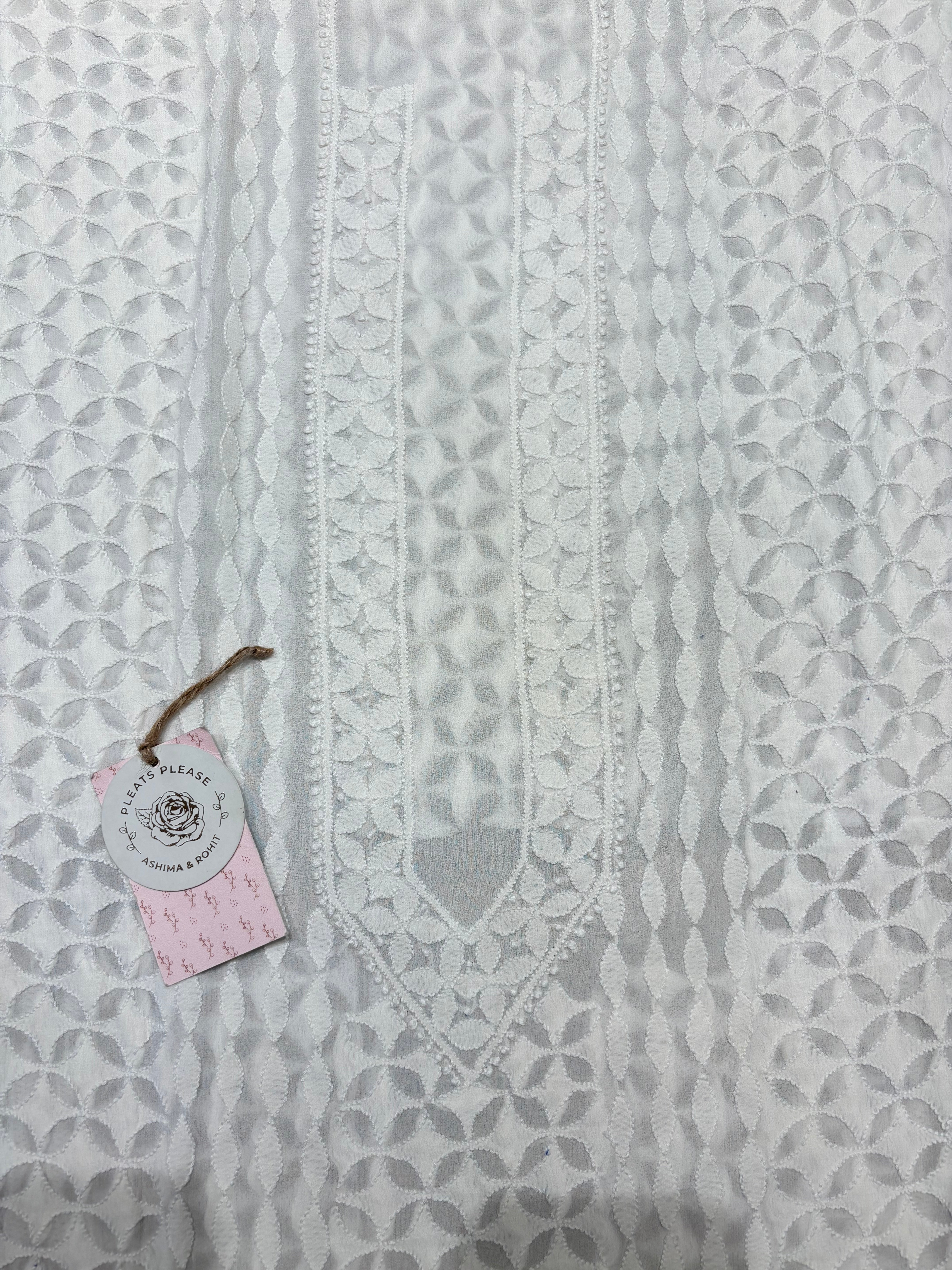 Dyeable Pure and Premium Georgette Chikankari Men’s Kurta Fabric