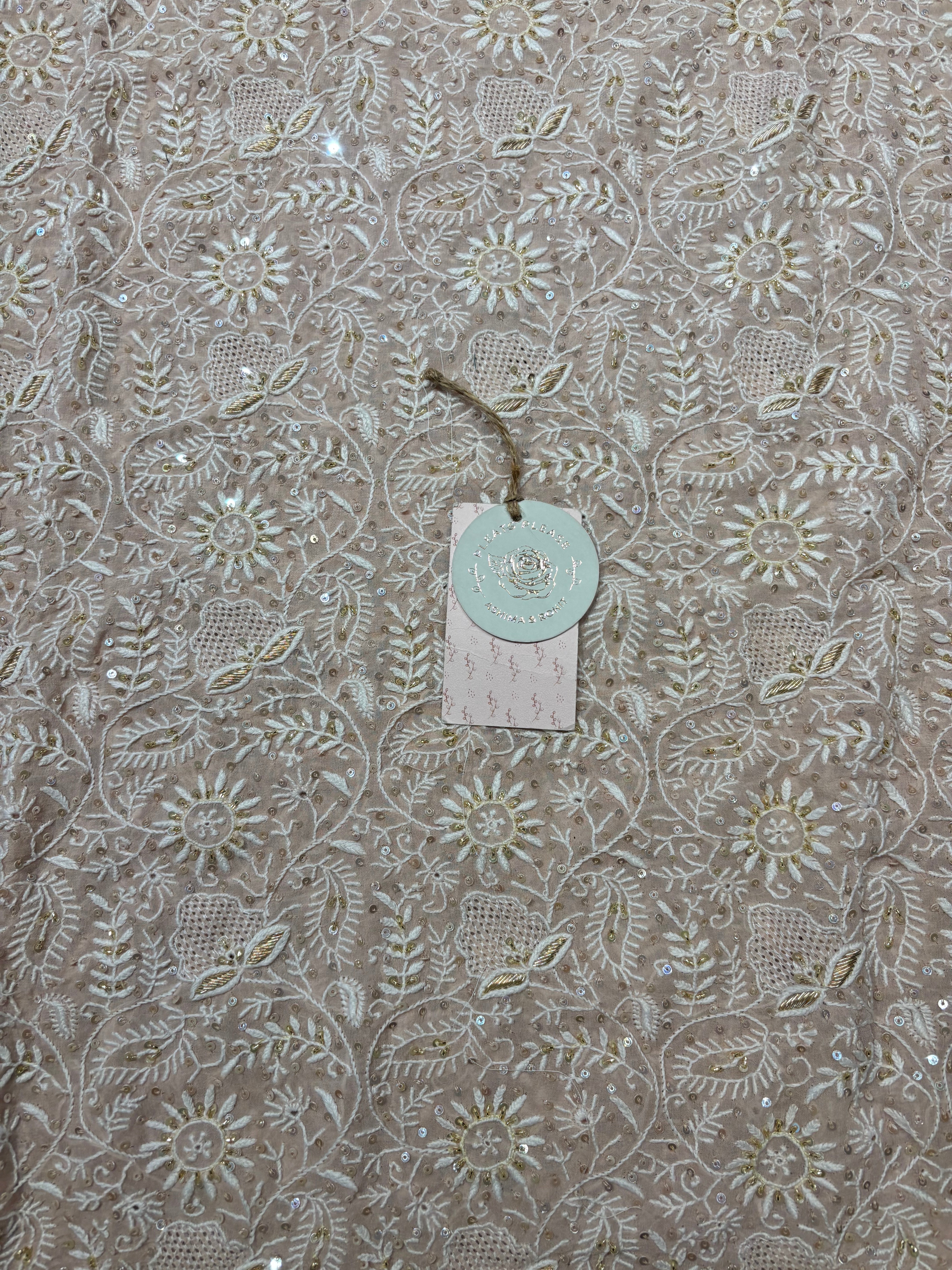 Peach Pure And Premium Georgette Chikankari Kurta and Dupatta set