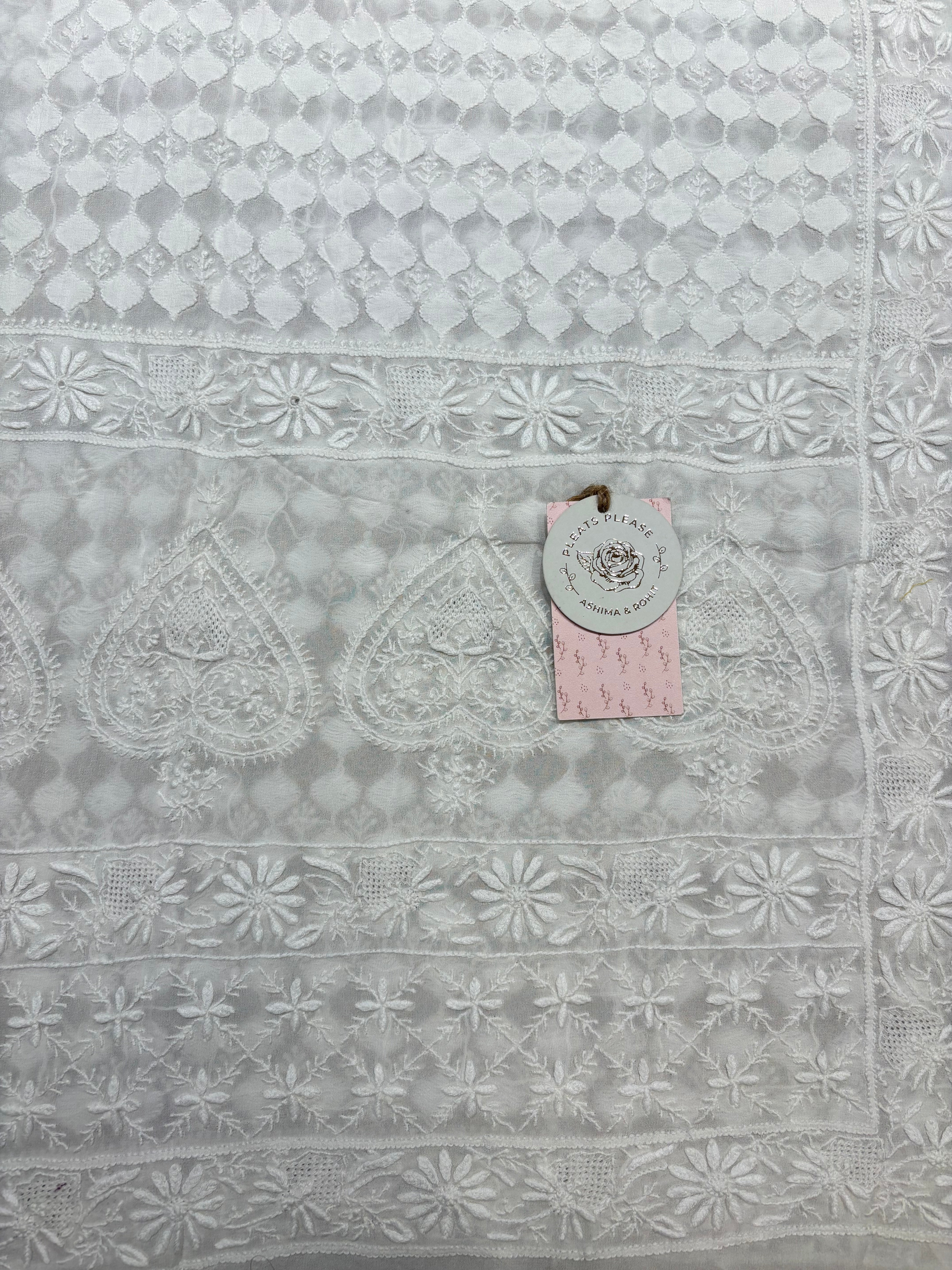 Dyeable Pure and Premium Georgette Chikankari Sherwani