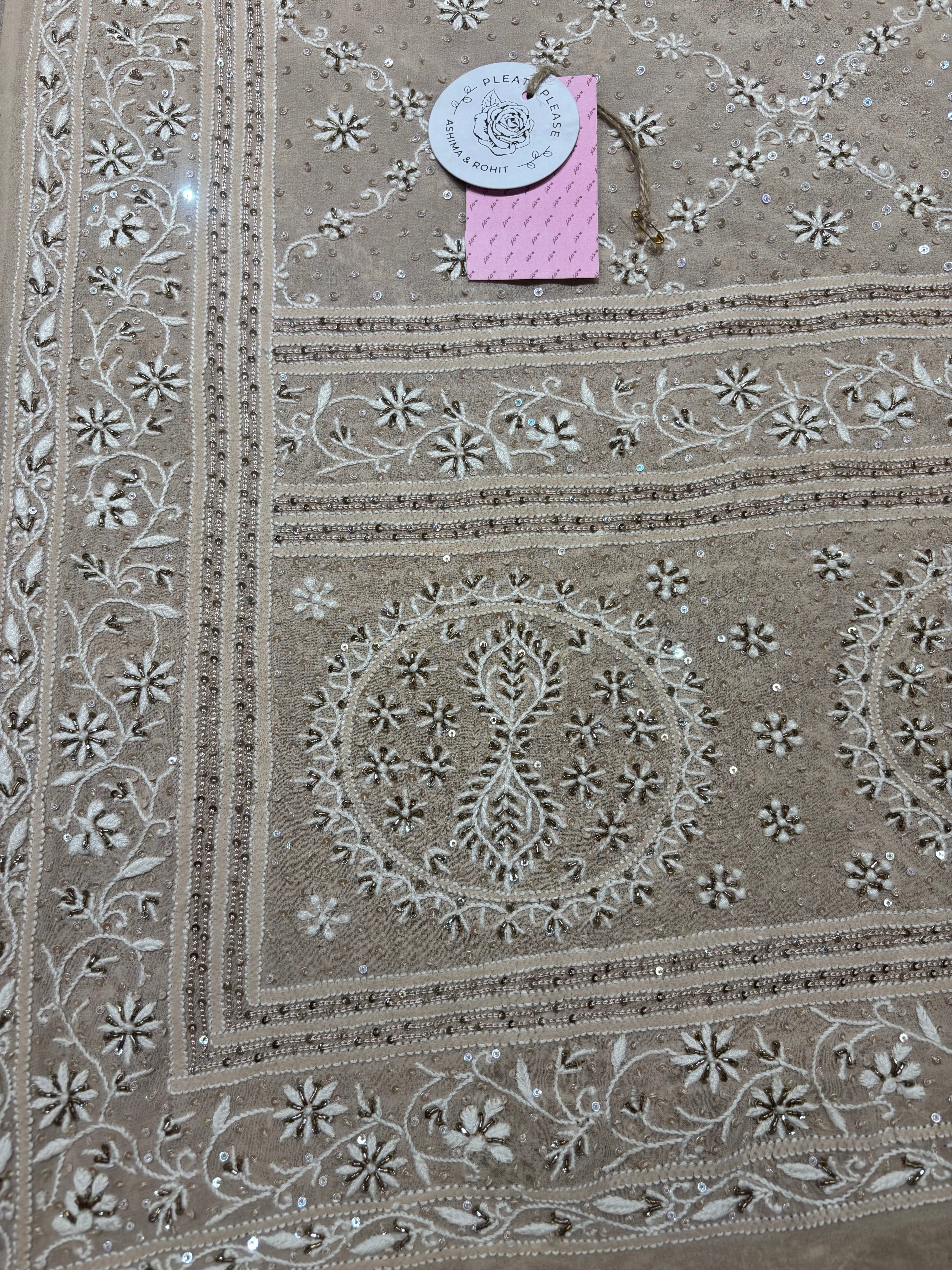 Champagne Pure and Premium Georgette Chikankari Dupatta